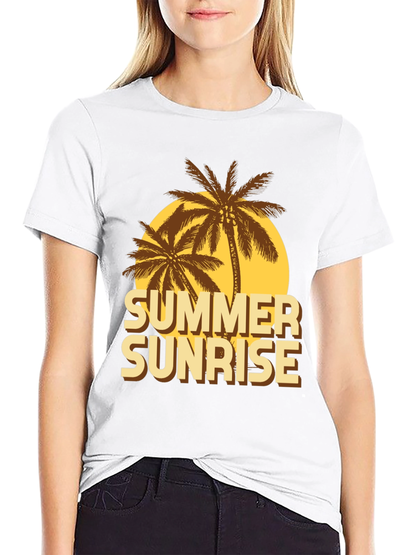Summer Sunrise Graphic T-Shirt - Tropical Palm Design