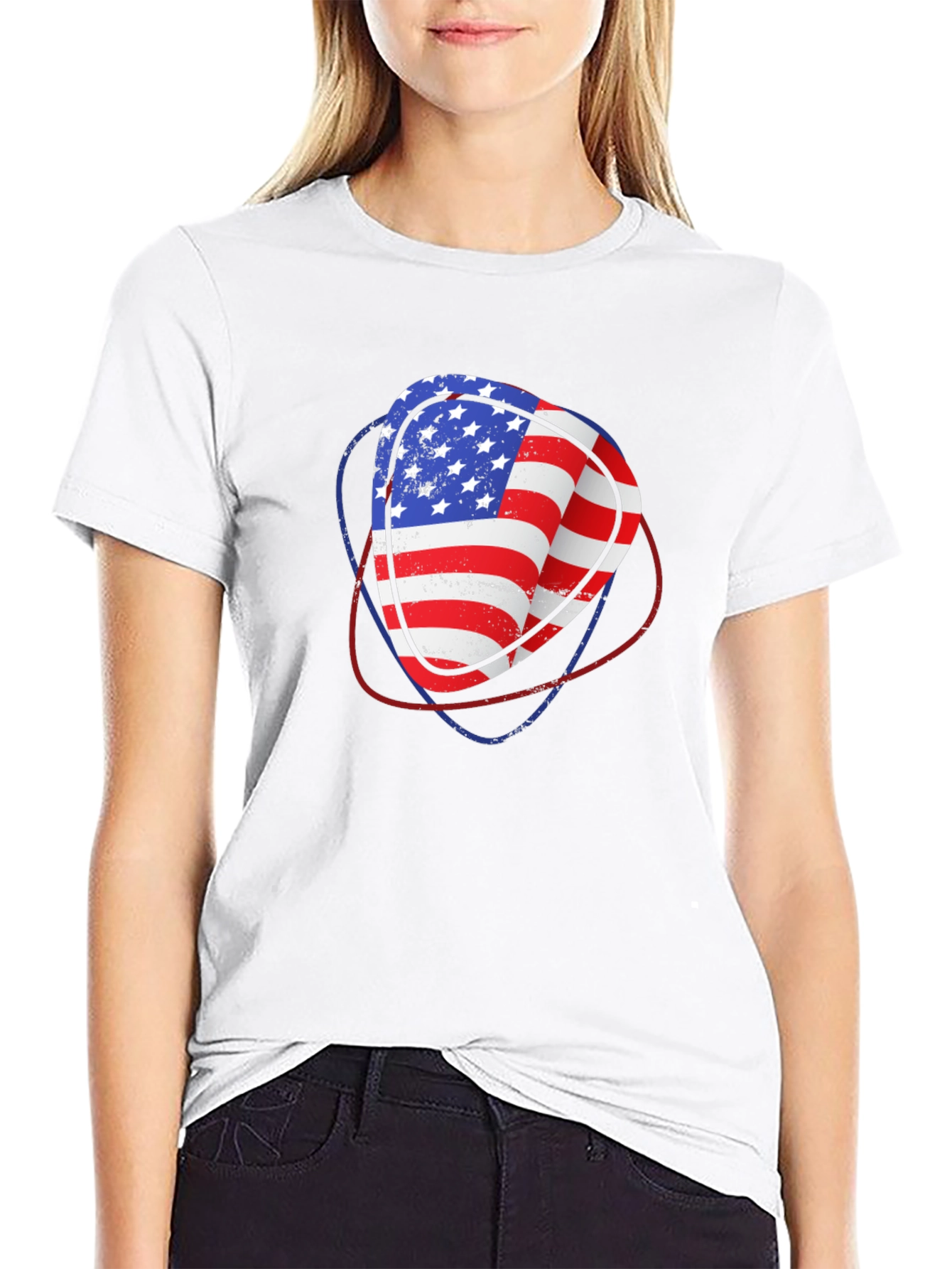 USA Flag Guitar Pick Graphic T-Shirt