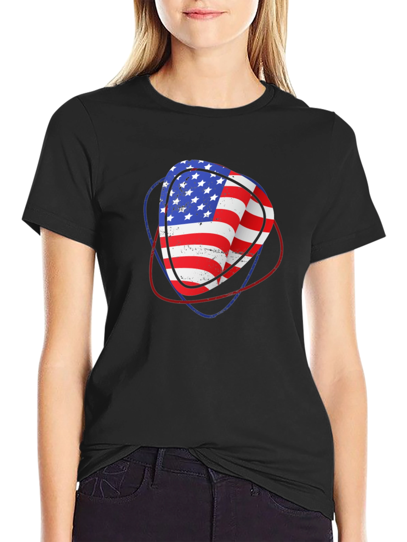 USA Flag Guitar Pick Graphic T-Shirt
