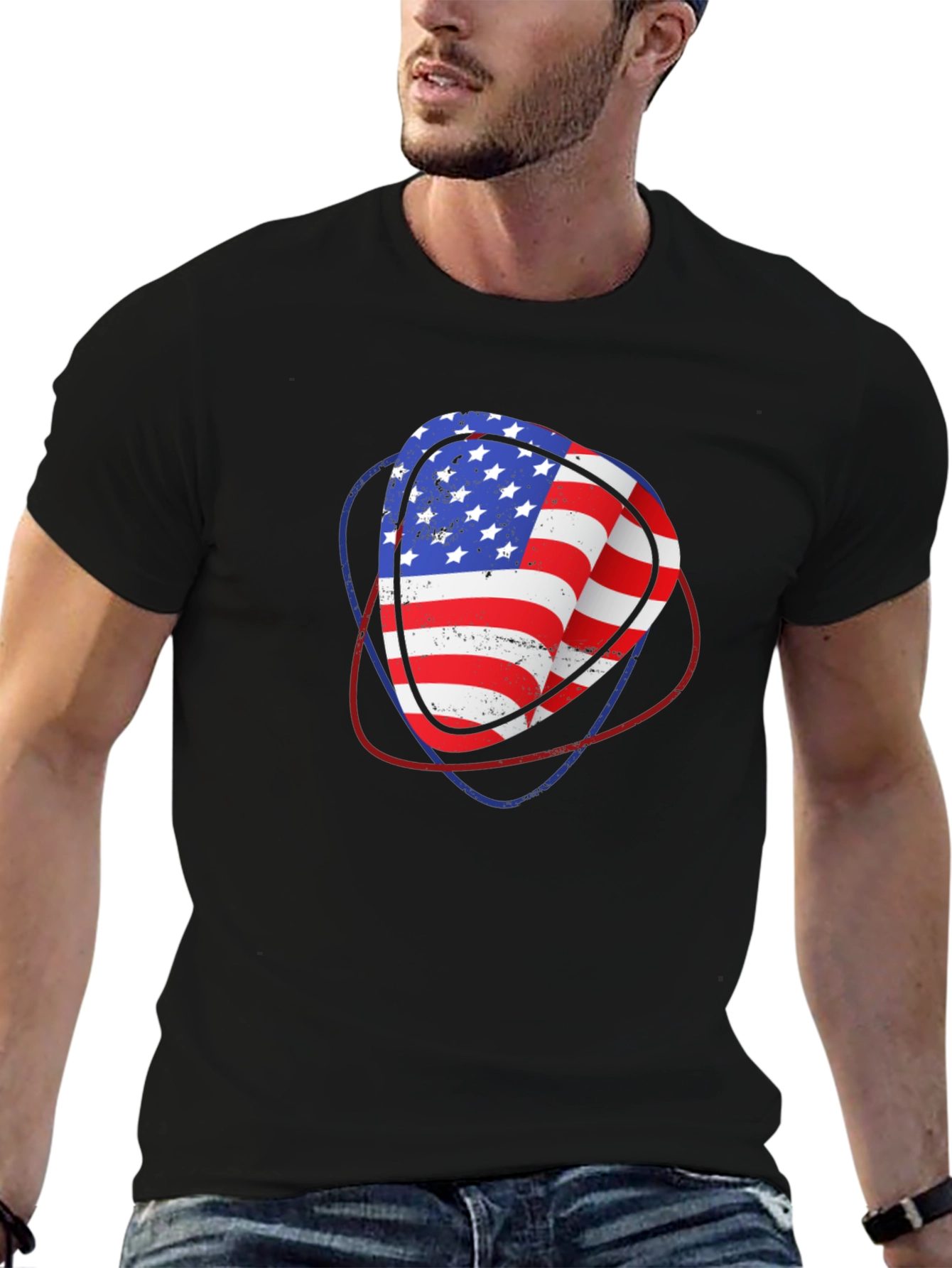 USA Flag Guitar Pick Graphic T-Shirt