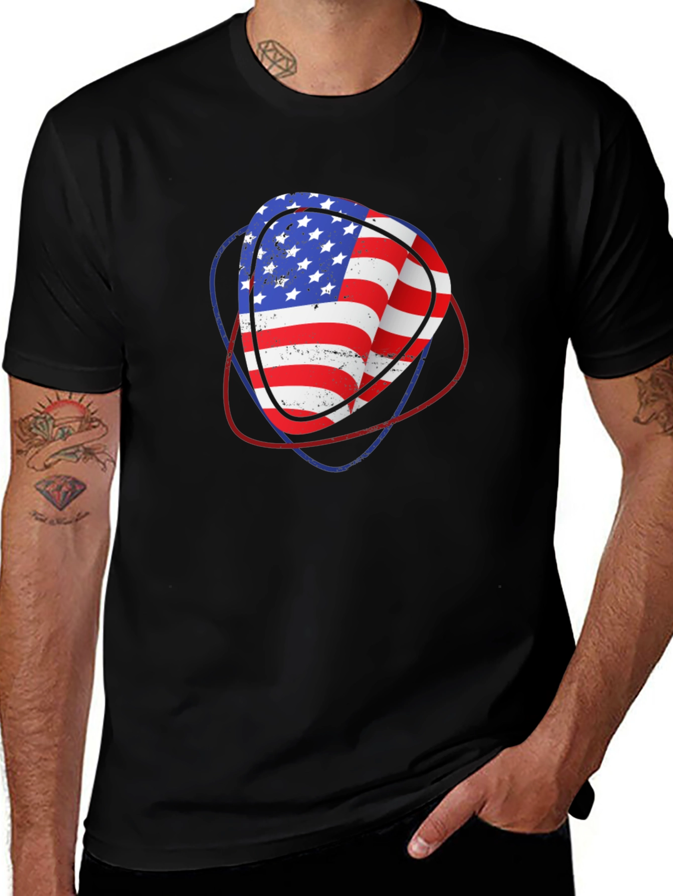 USA Flag Guitar Pick Graphic T-Shirt