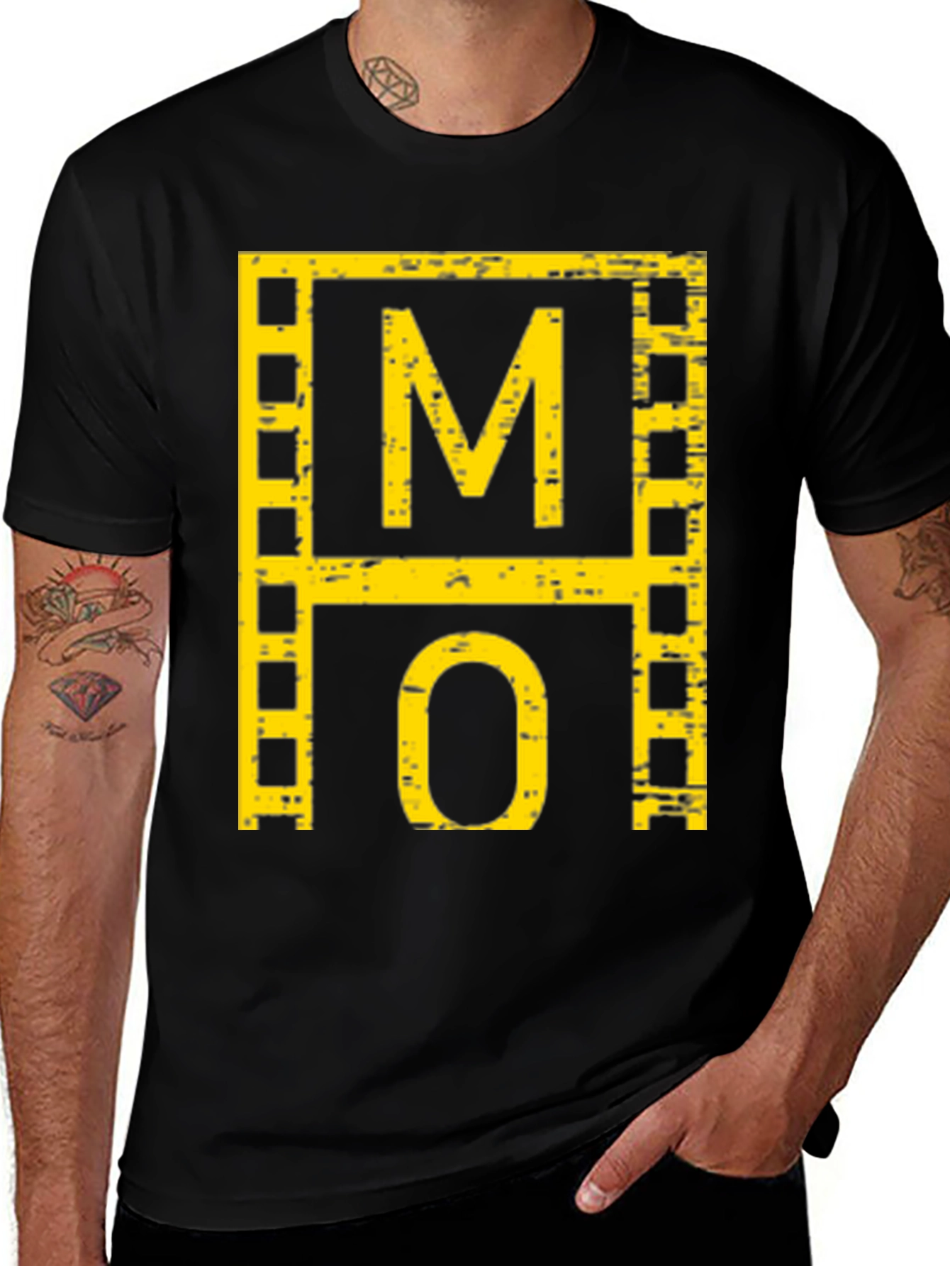 Movie Lover Black T-Shirt with Film Reel Design
