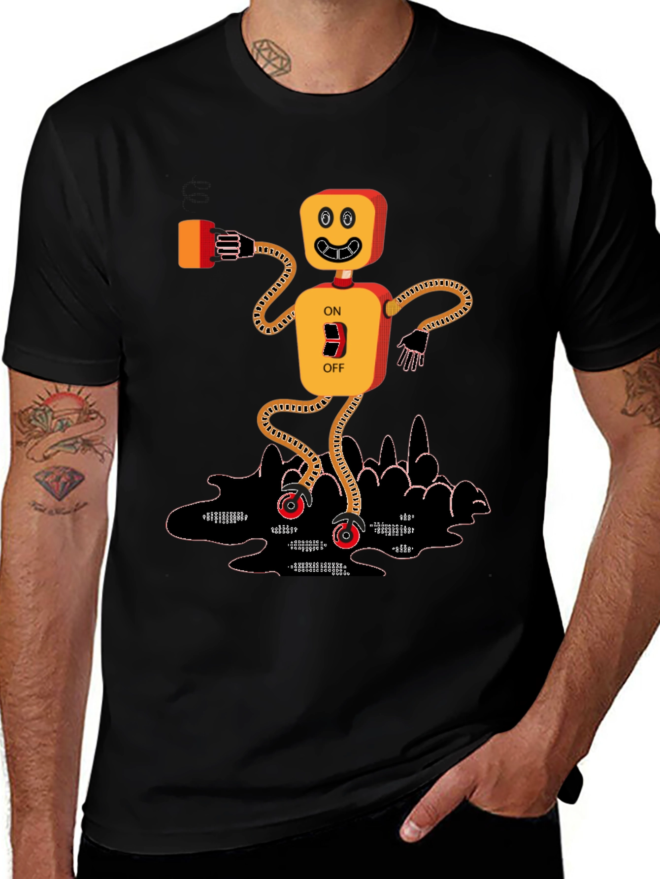 On/Off Robot Graphic T-Shirt