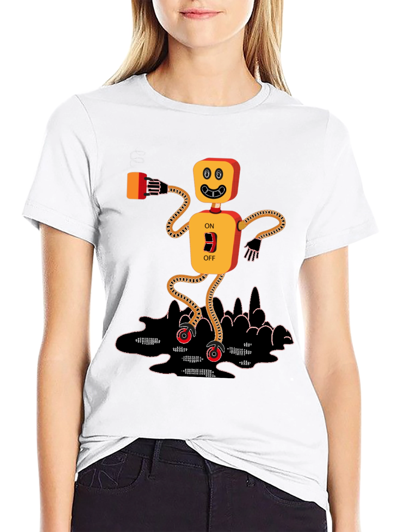 On/Off Robot Graphic T-Shirt