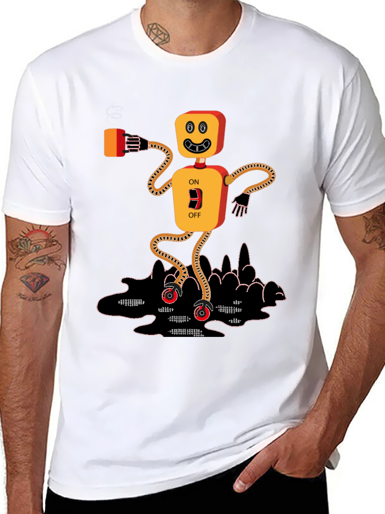 On/Off Robot Graphic T-Shirt