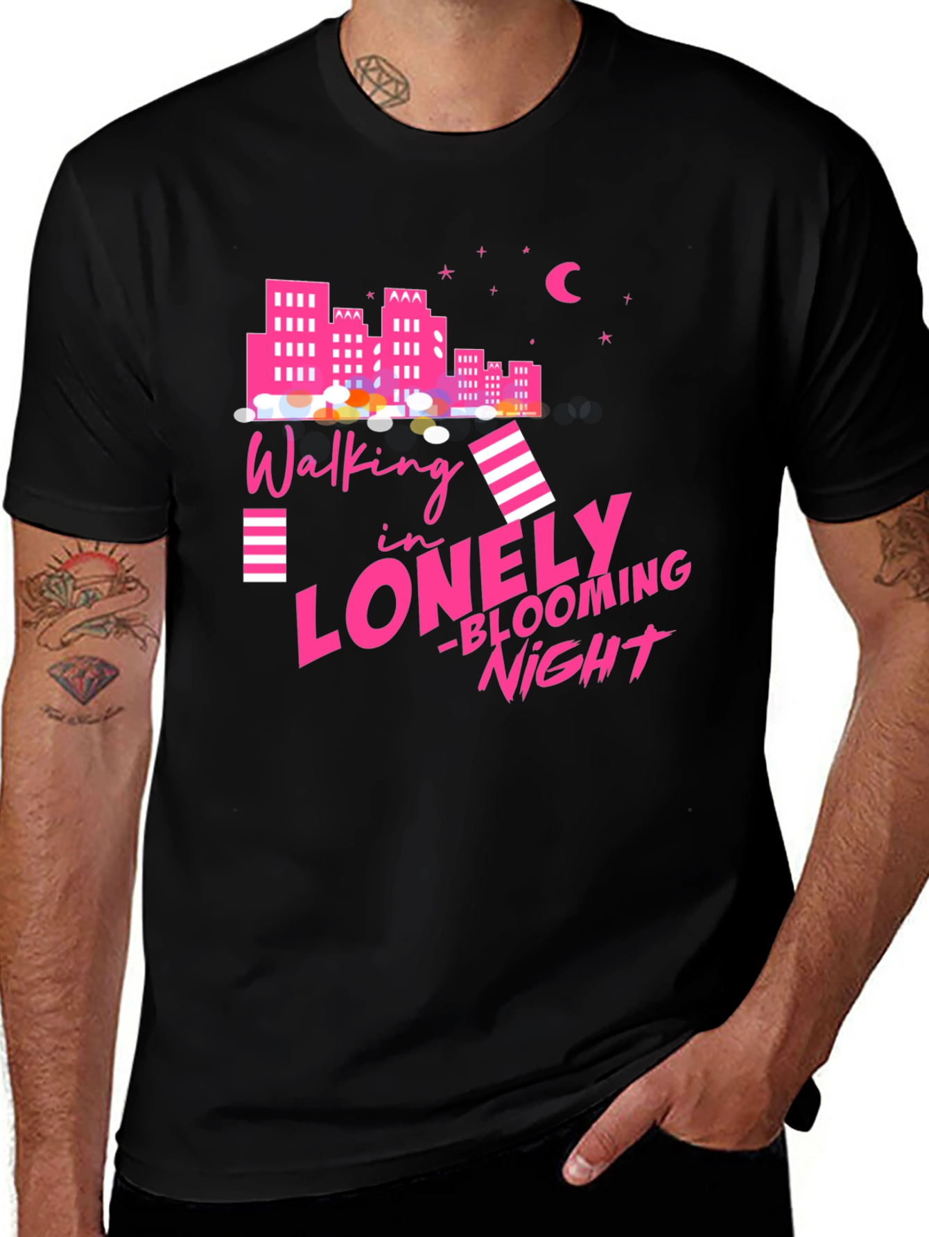 Walking in Lonely Blooming Night Graphic Tee