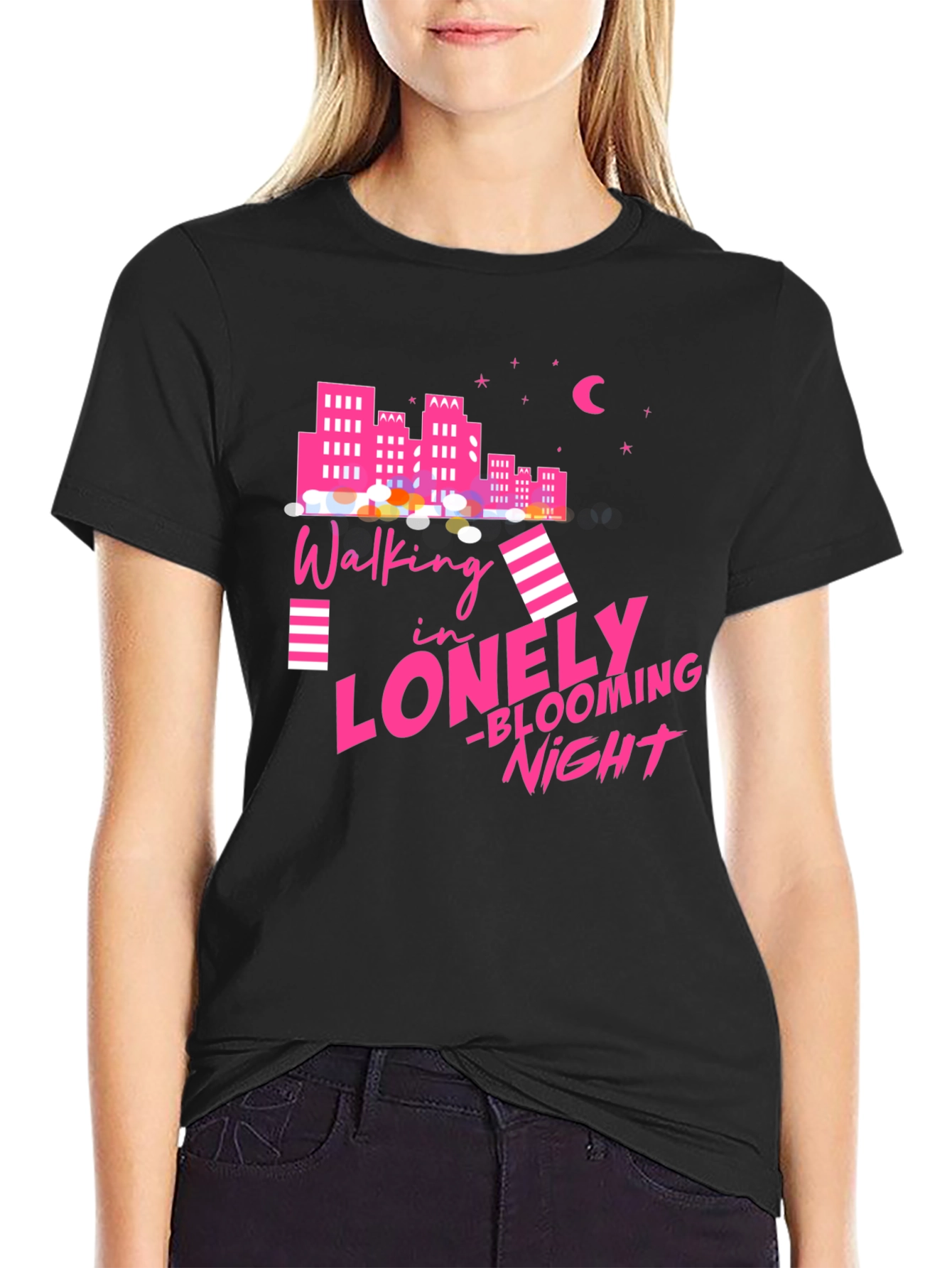 Walking in Lonely Blooming Night Graphic Tee