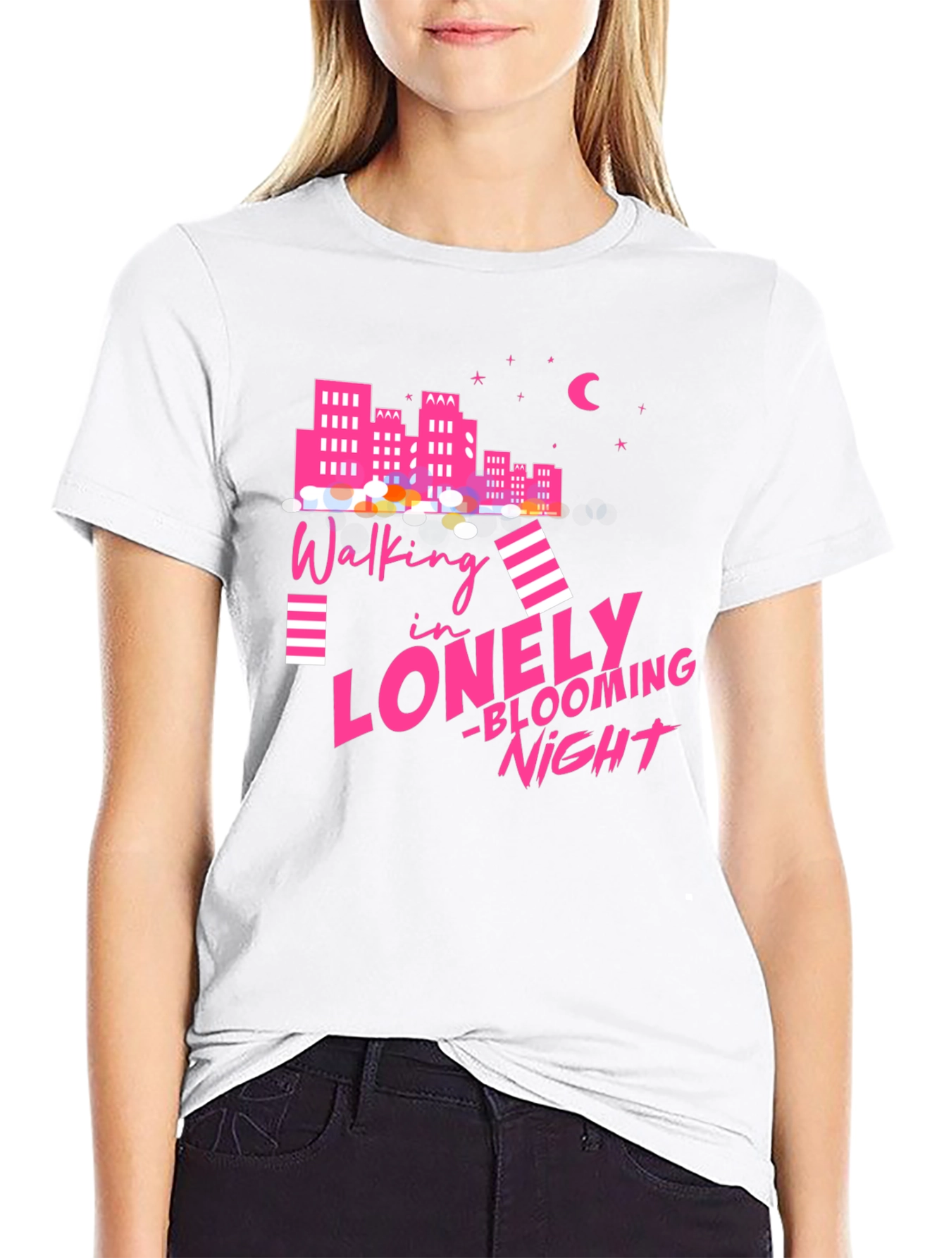 Walking in Lonely Blooming Night Graphic Tee