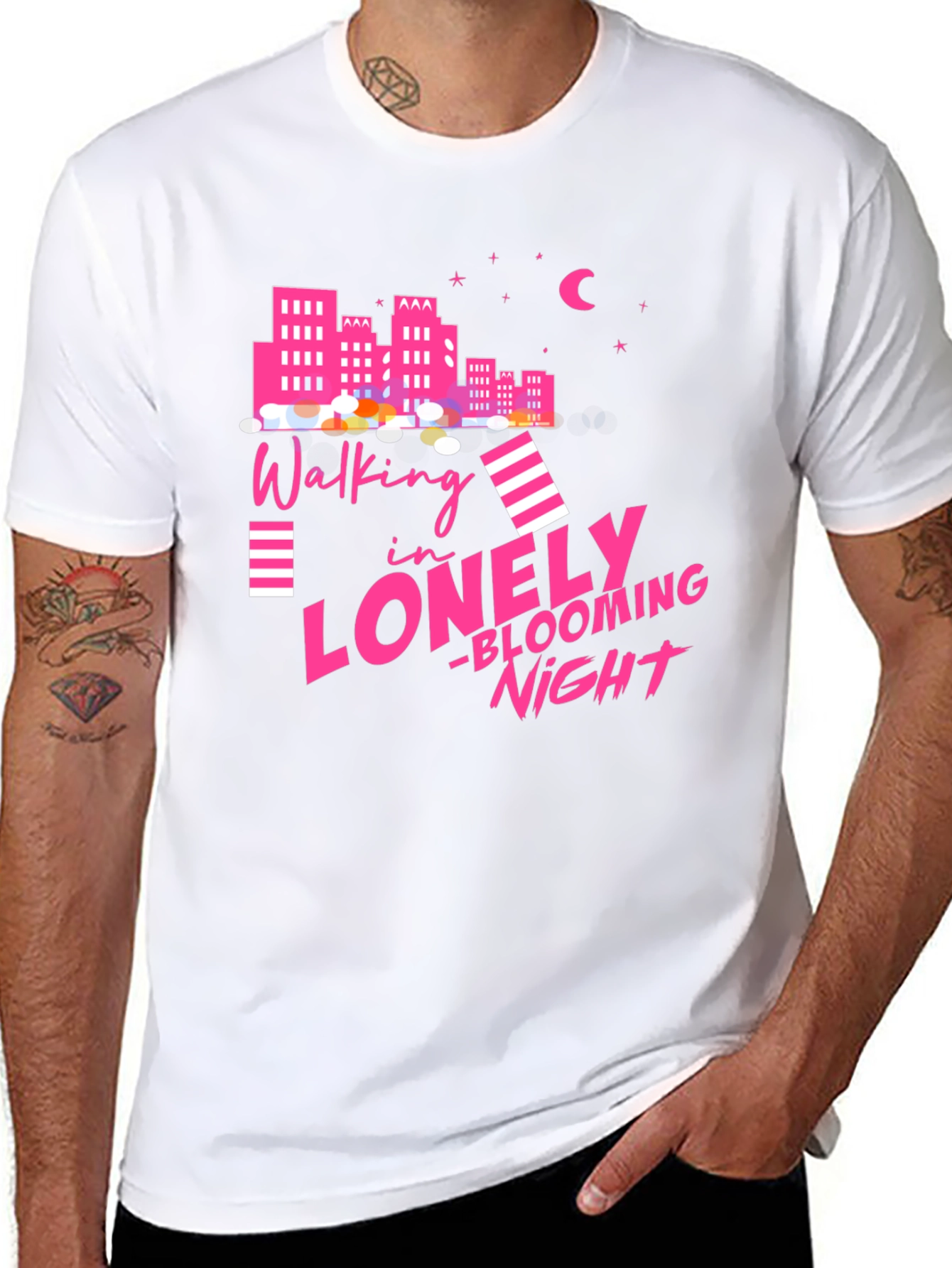 Walking in Lonely Blooming Night Graphic Tee
