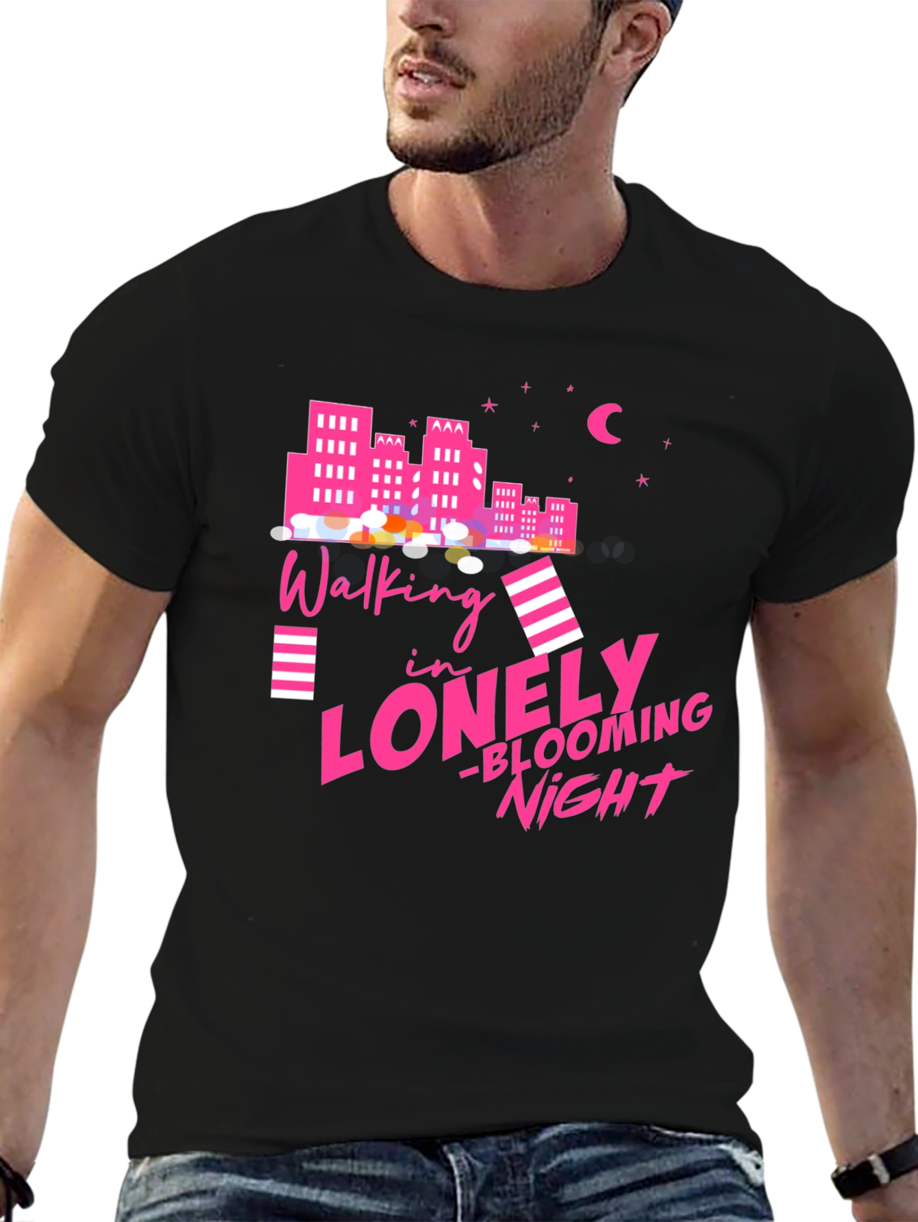 Walking in Lonely Blooming Night Graphic Tee