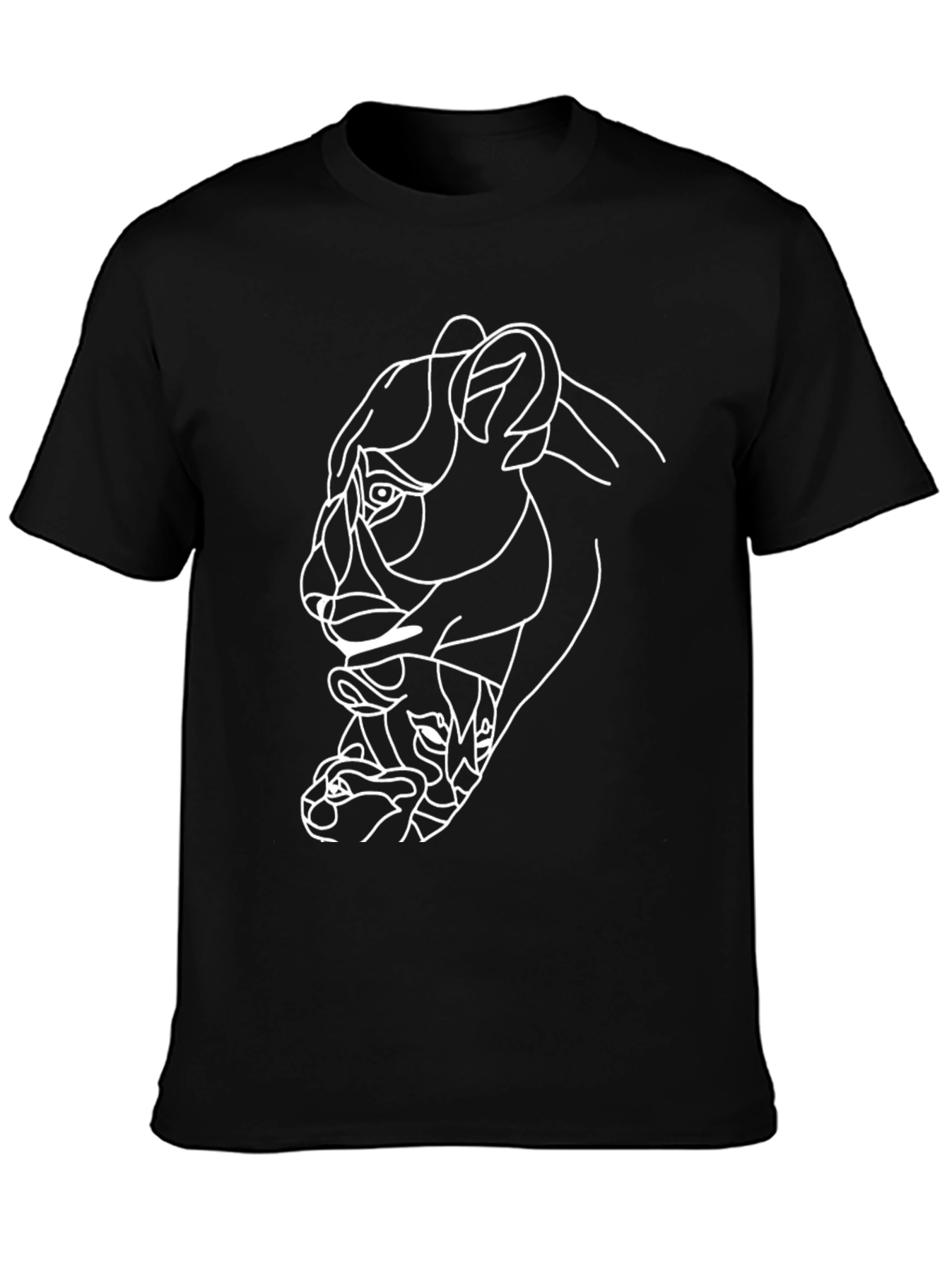Abstract Lion Graphic Tee - Black