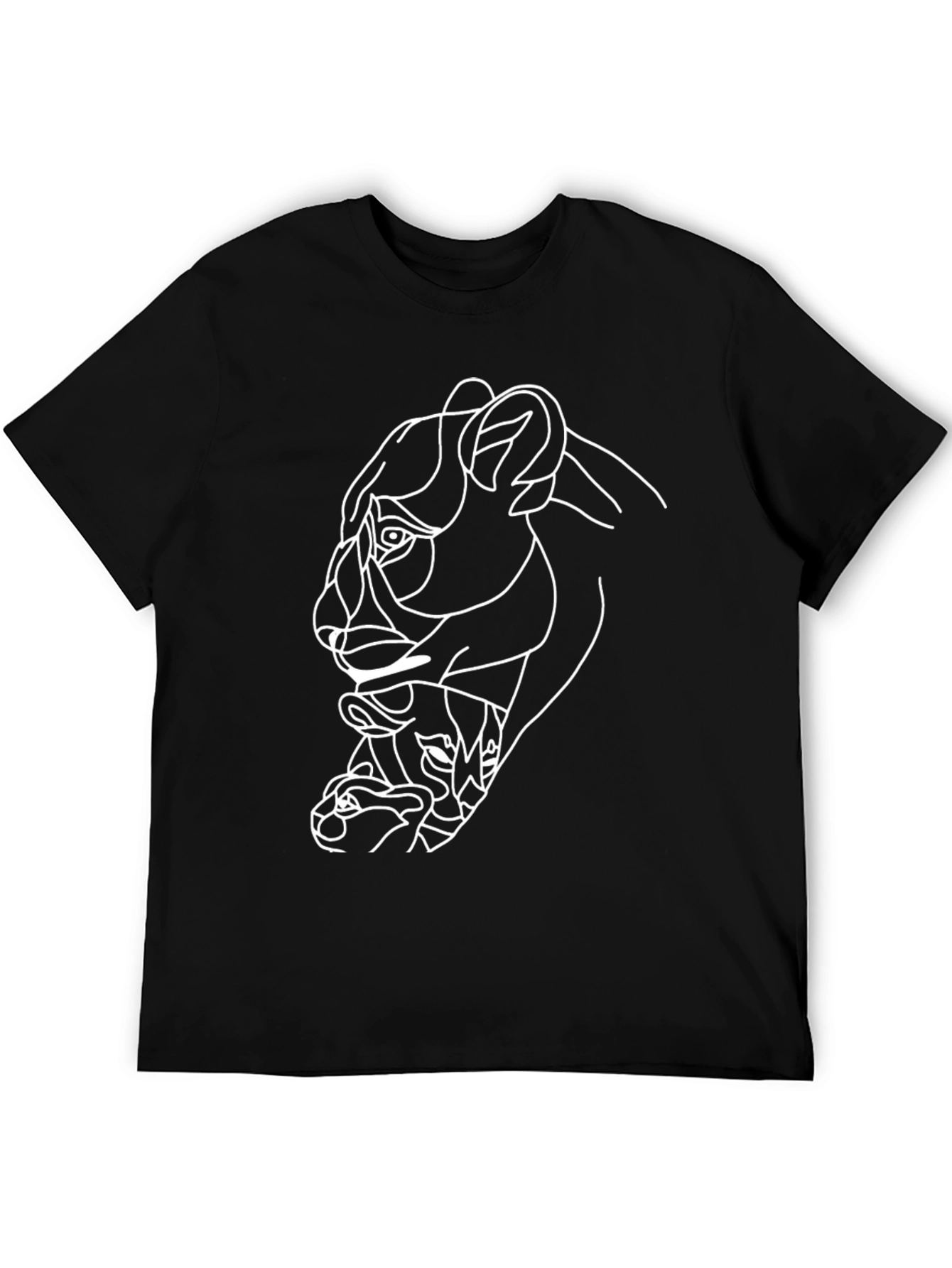 Abstract Lion Graphic Tee - Black