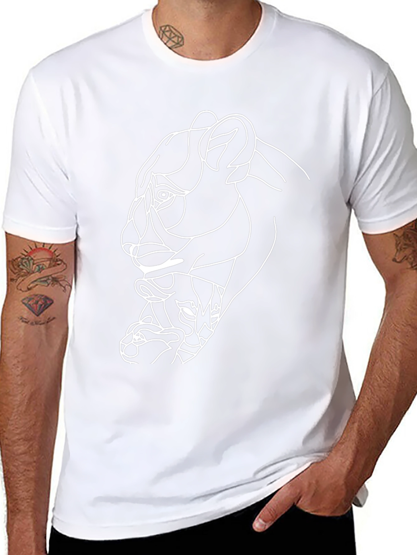 Abstract Lion Graphic Tee - Black