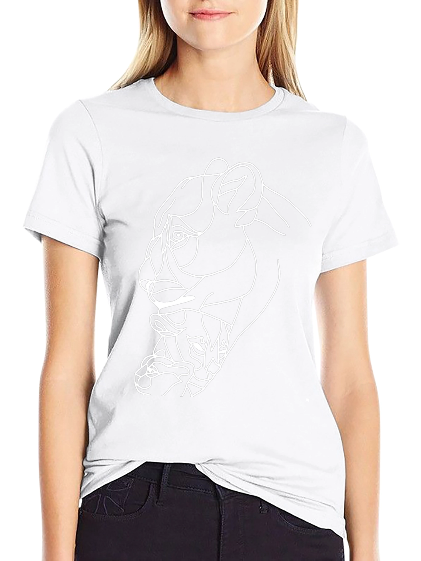 Abstract Lion Graphic Tee - Black