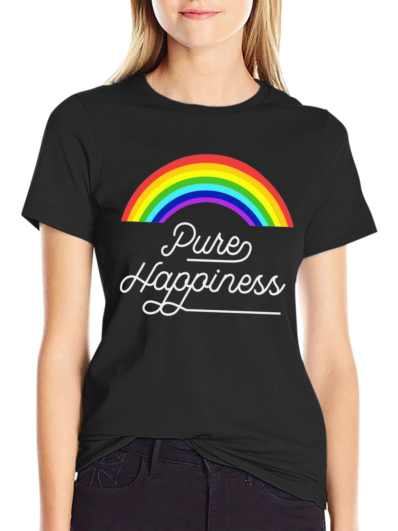 Pure Happiness Rainbow Graphic Tee - Black