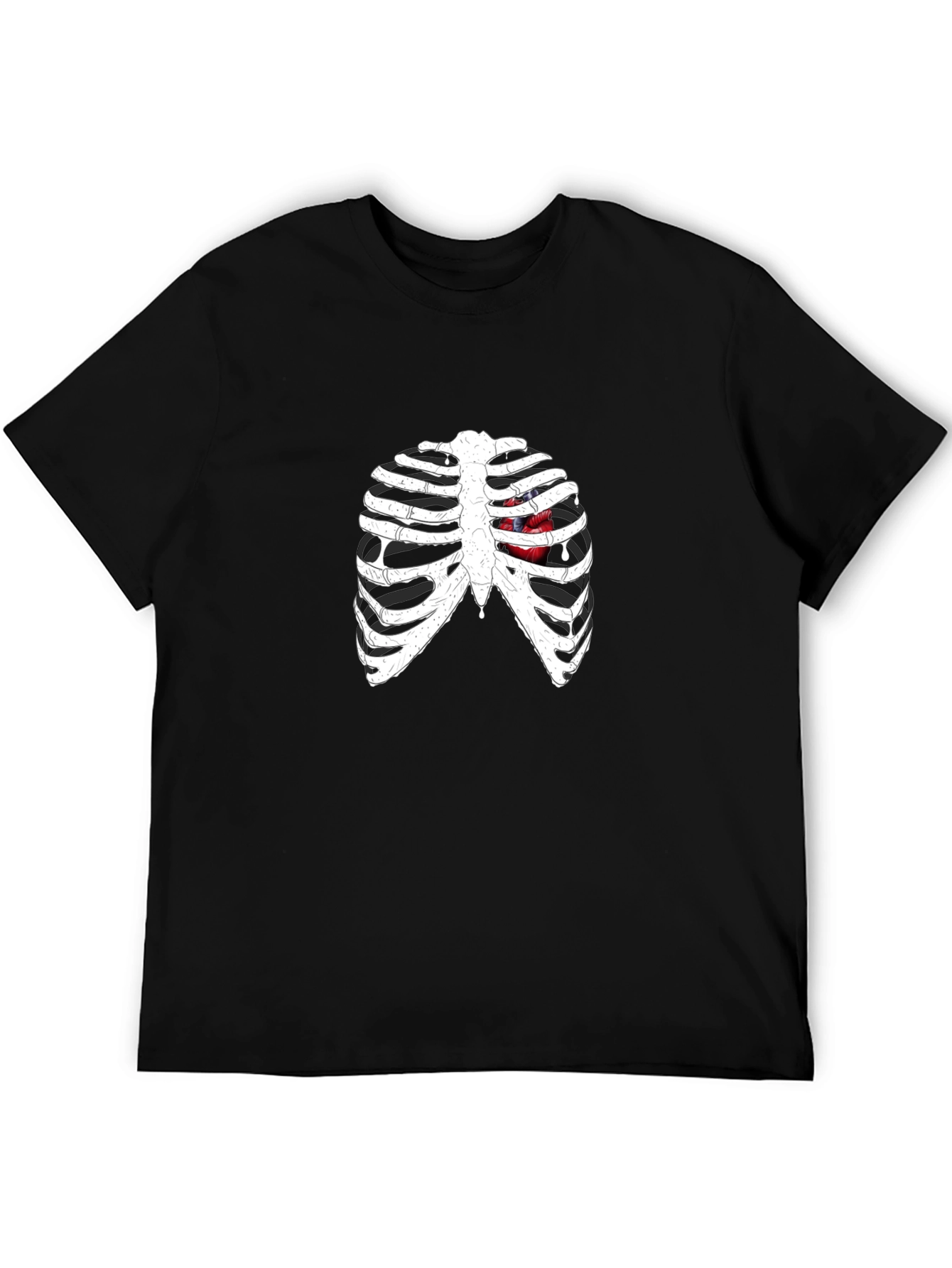 Rib Cage Heart Graphic Black T-Shirt