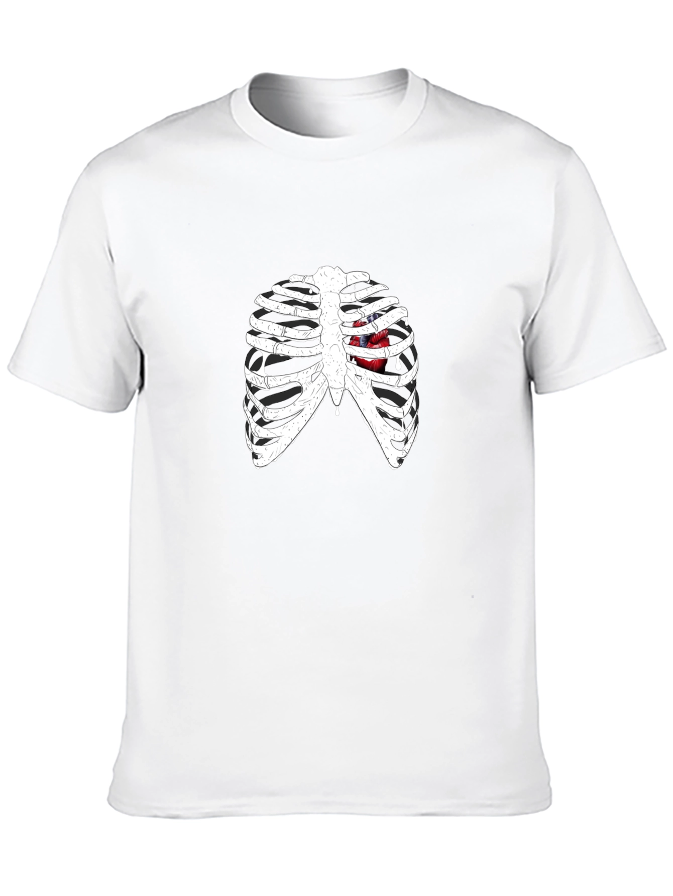 Rib Cage Heart Graphic Black T-Shirt