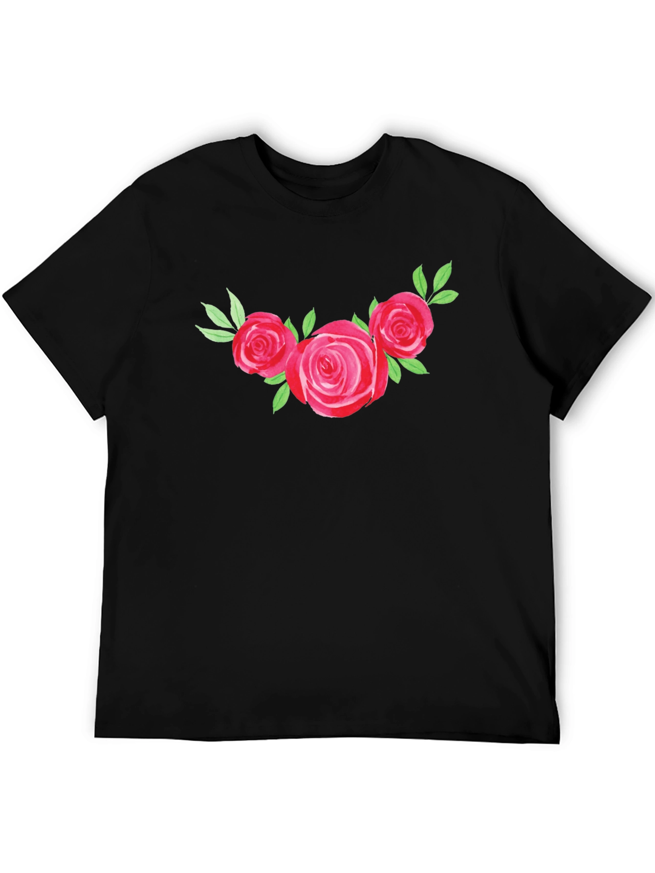 Floral Rose Graphic Tee - Black T-Shirt