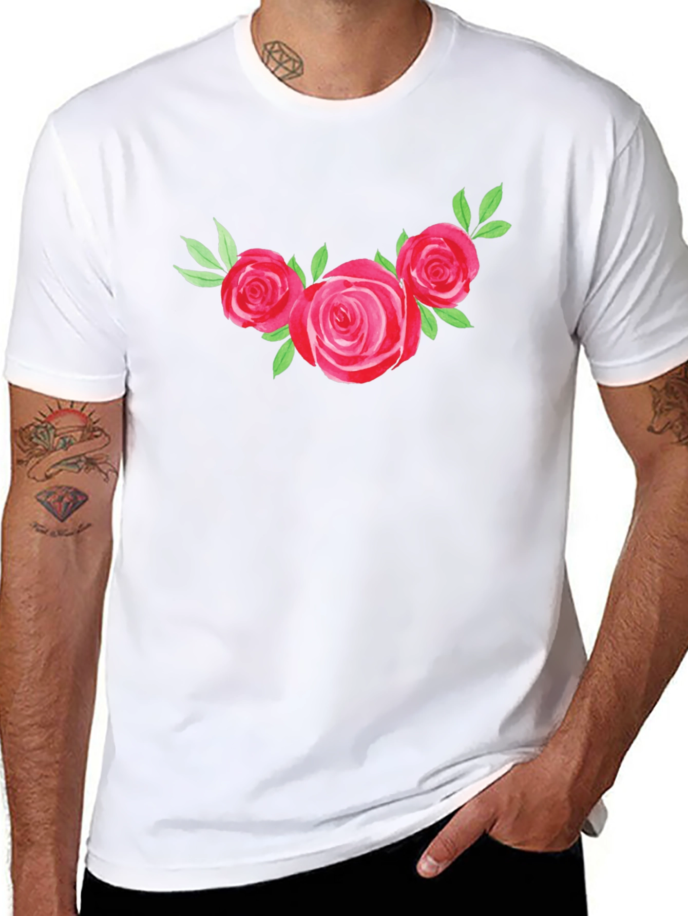 Floral Rose Graphic Tee - Black T-Shirt