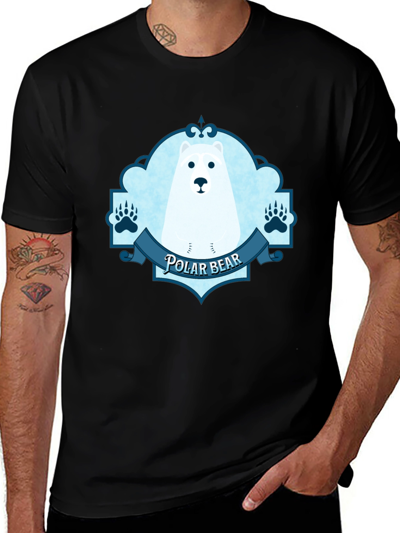 Polar Bear Graphic Tee - Black Cotton T-Shirt