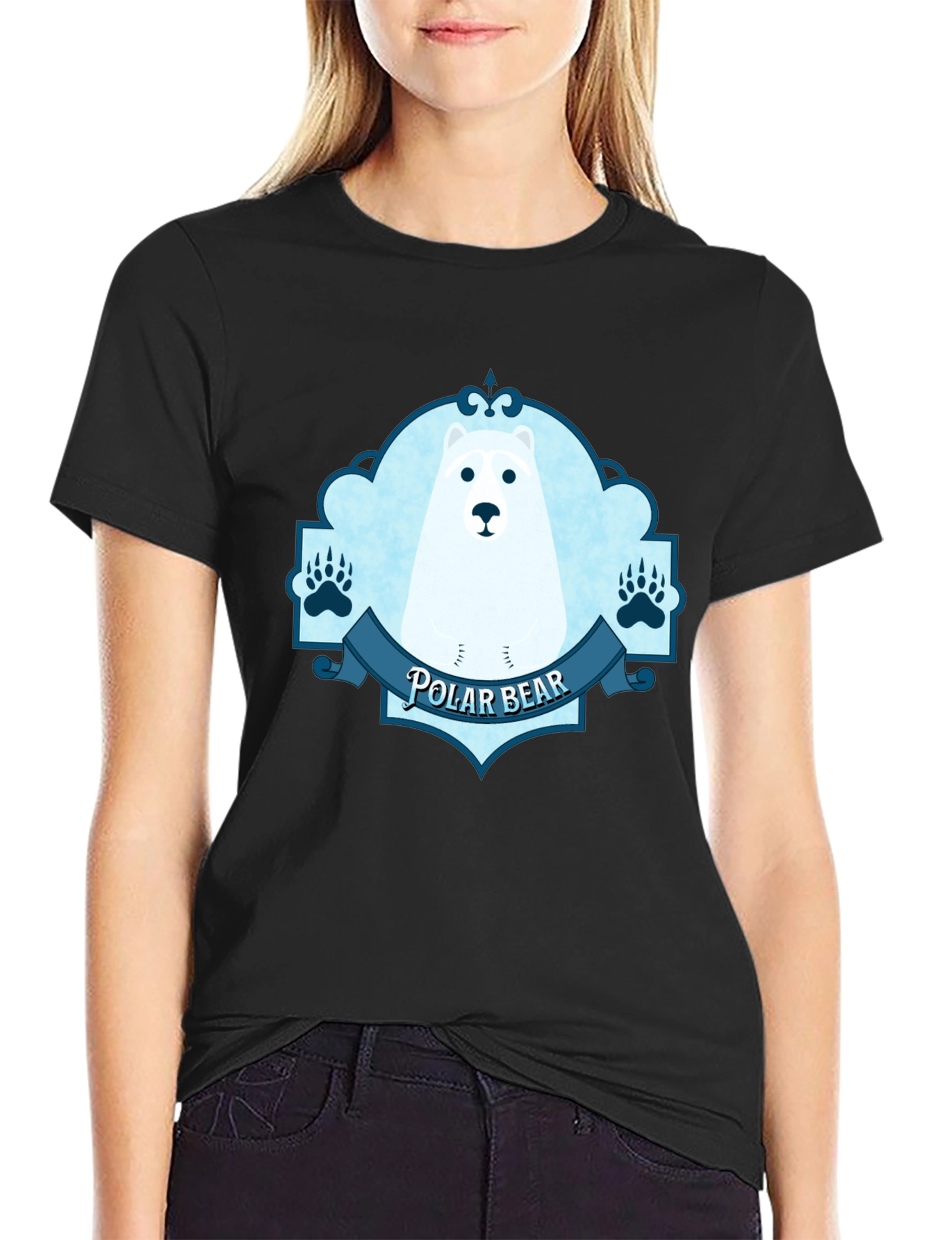 Polar Bear Graphic Tee - Black Cotton T-Shirt