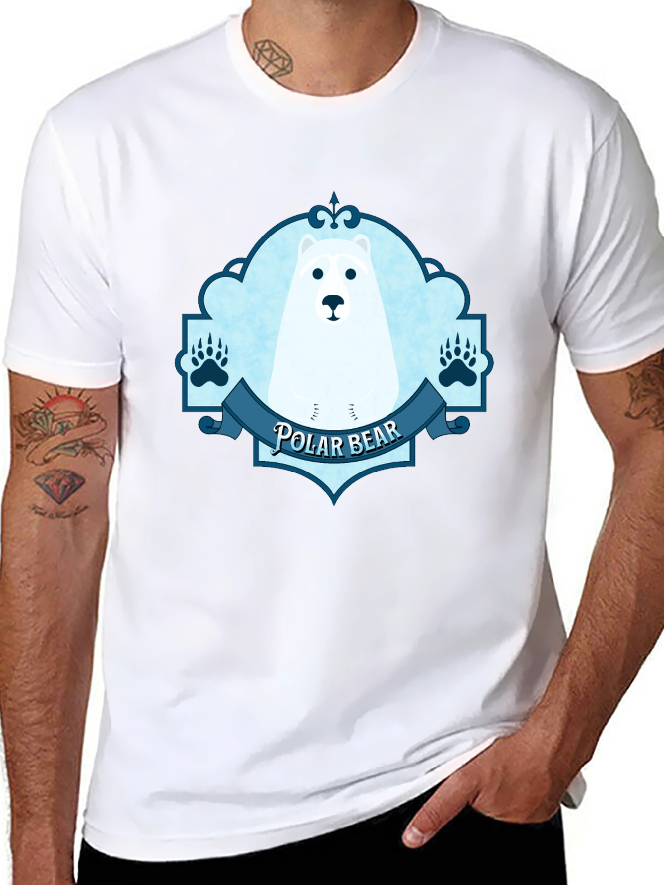 Polar Bear Graphic Tee - Black Cotton T-Shirt