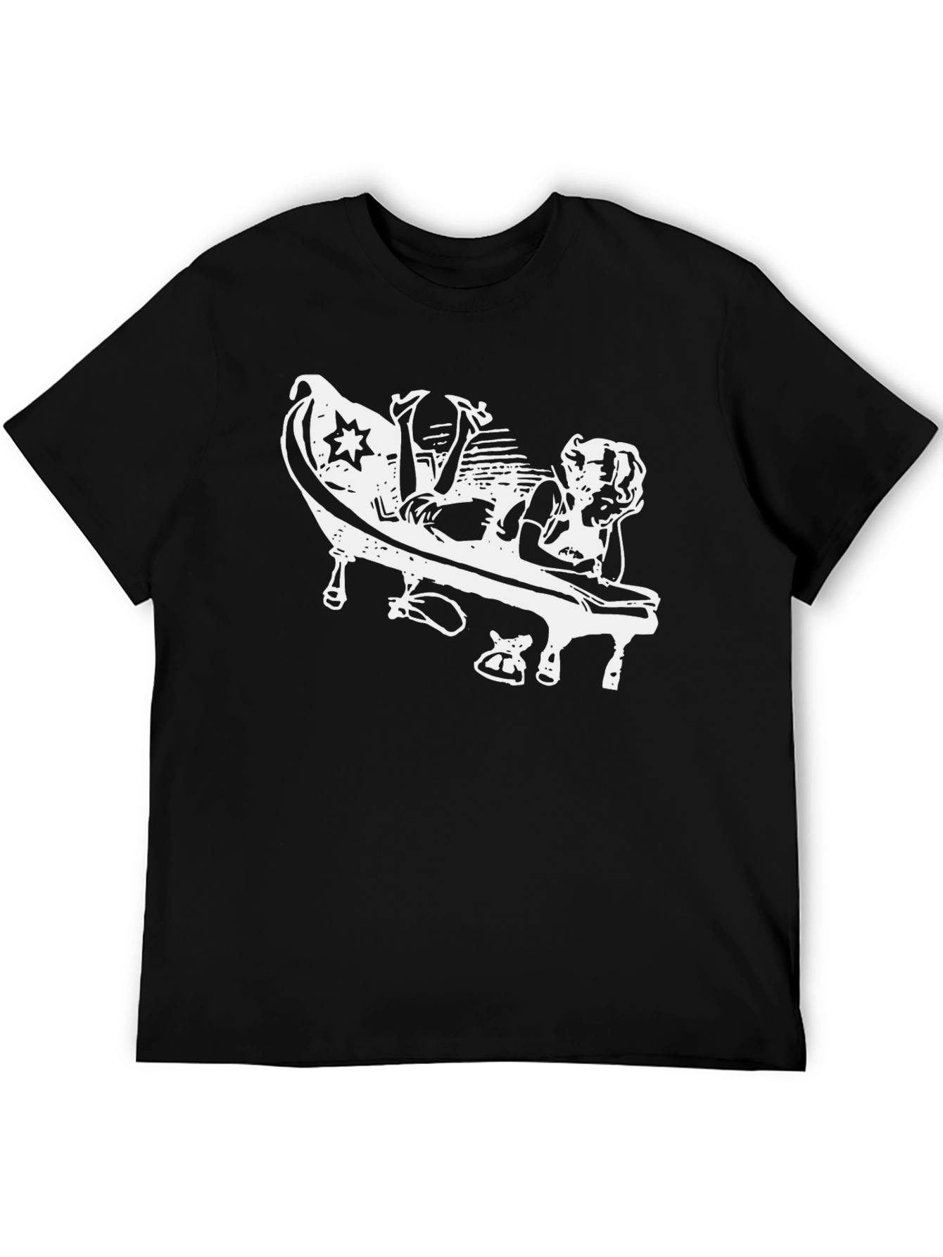Stylish Black Graphic Tee - Piano Player Design