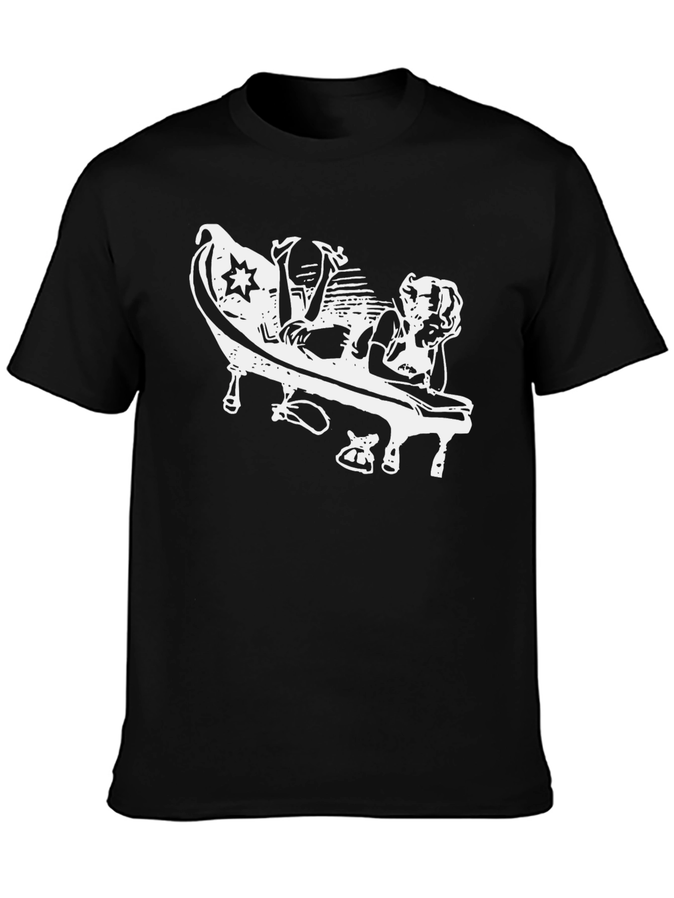 Stylish Black Graphic Tee - Piano Player Design
