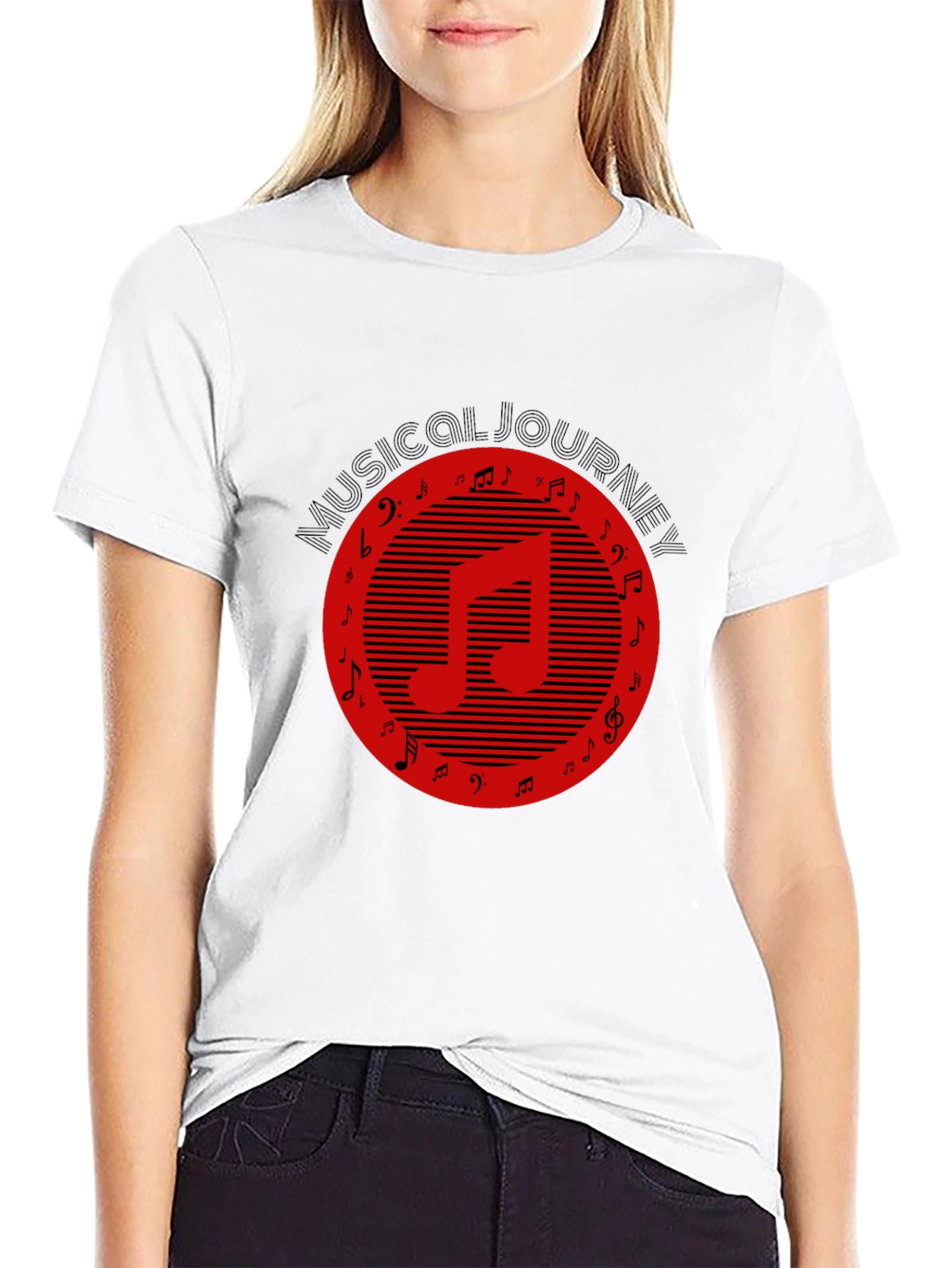 Musical Journey Graphic Tee - Black Cotton T-Shirt