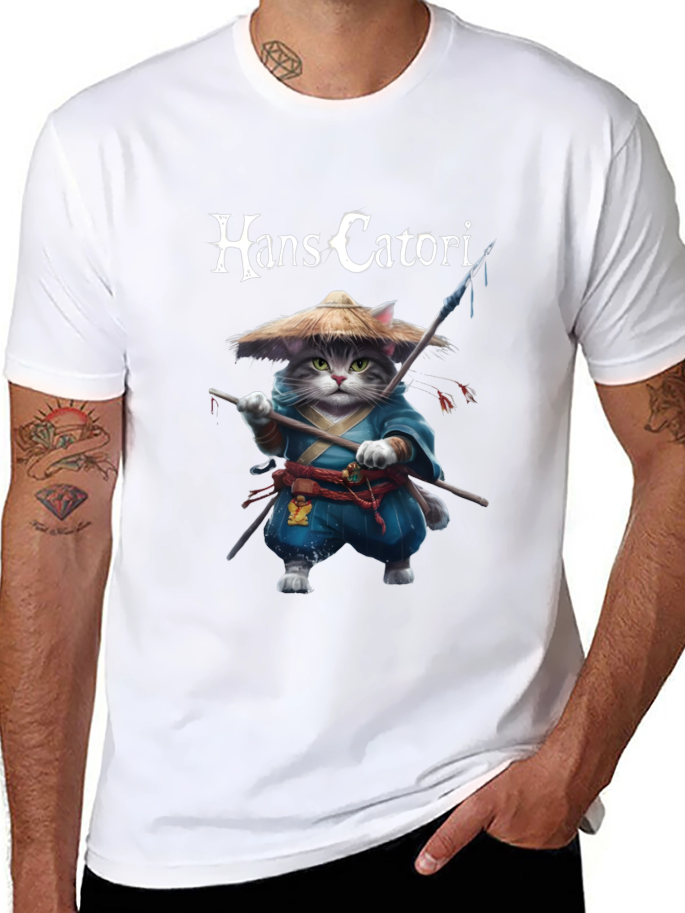 Hans Catori Samurai Cat Graphic Tee