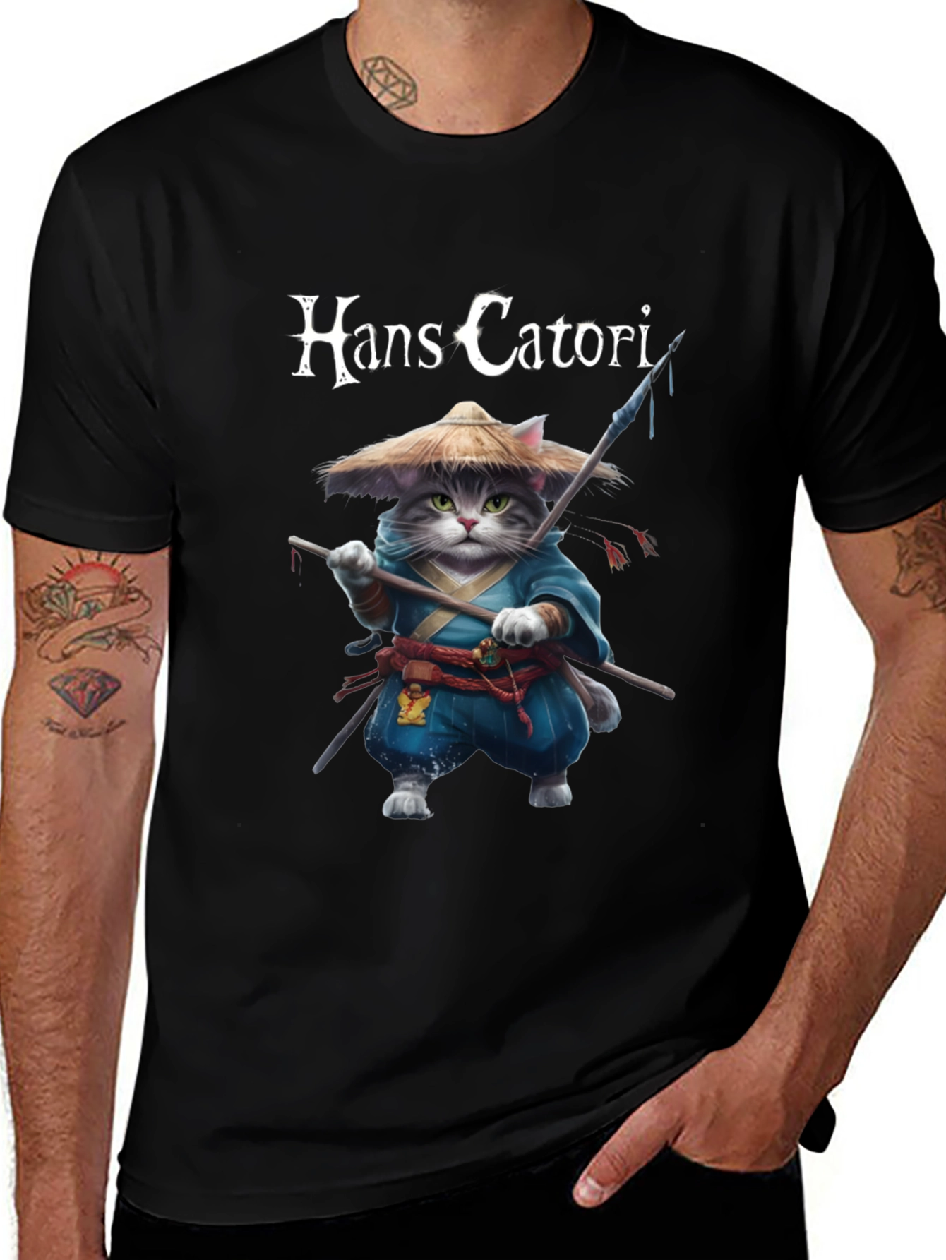Hans Catori Samurai Cat Graphic Tee