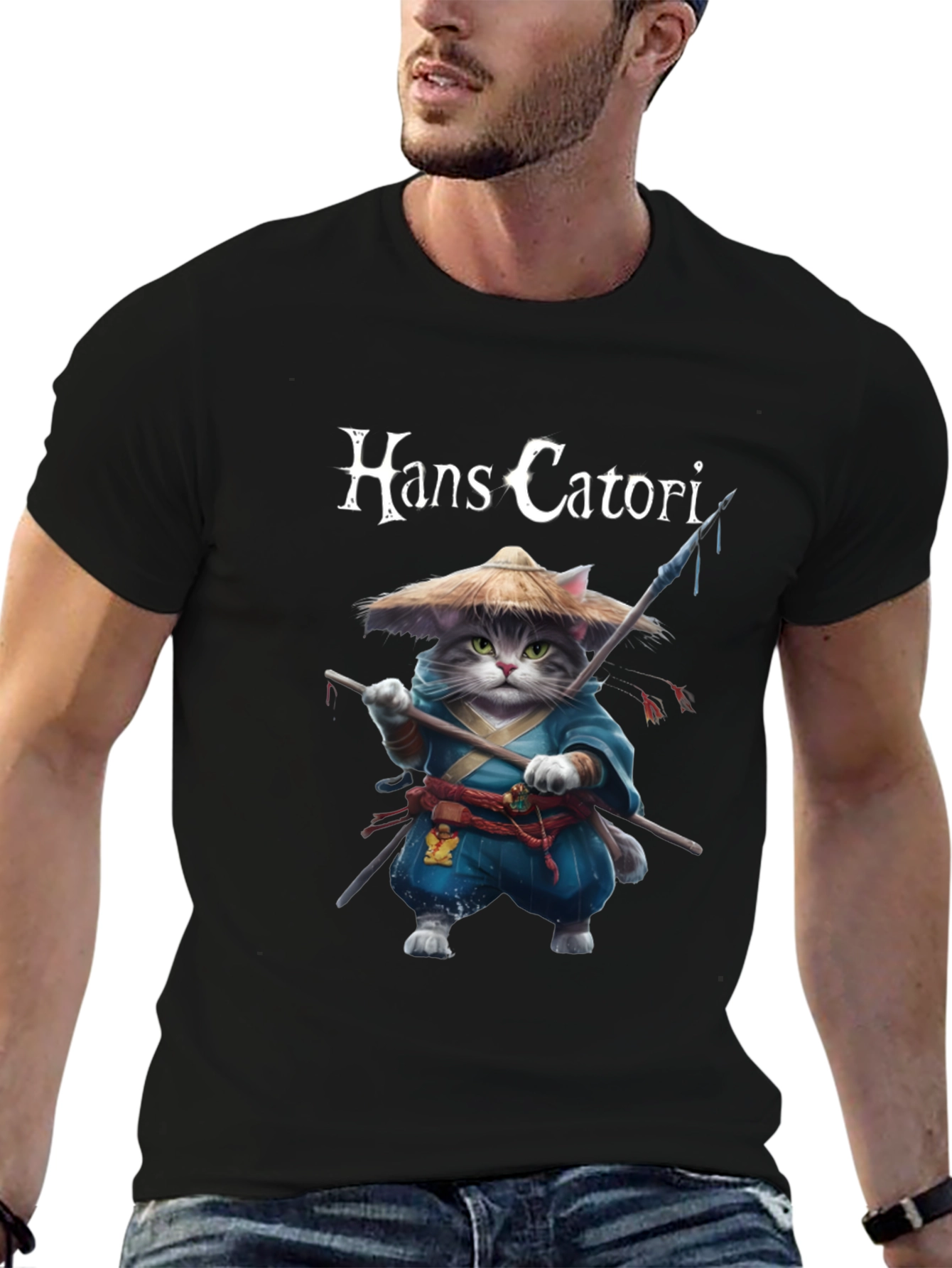 Hans Catori Samurai Cat Graphic Tee