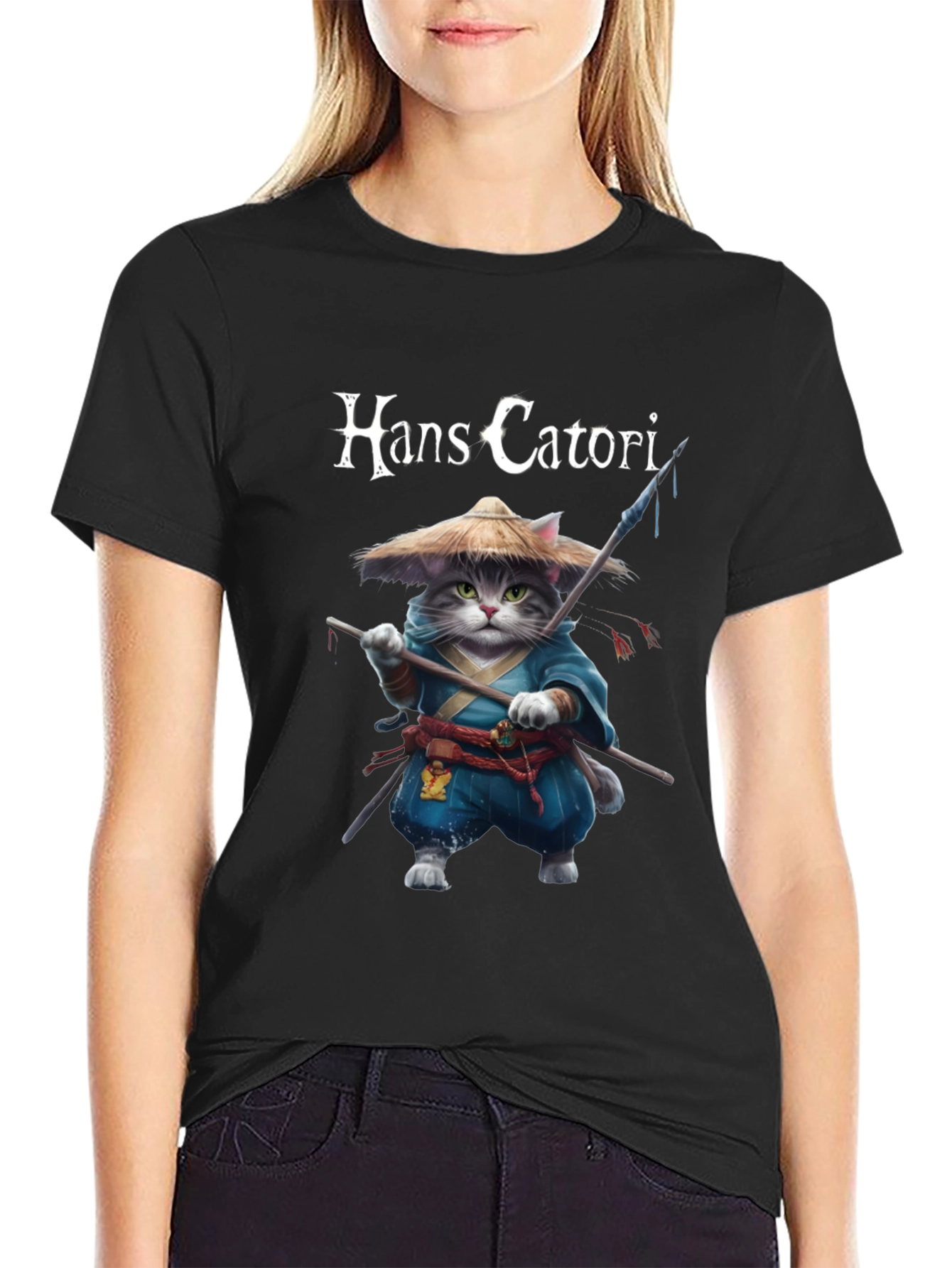 Hans Catori Samurai Cat Graphic Tee