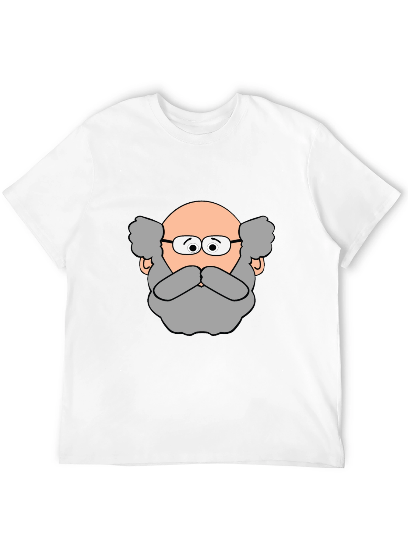 Funny Cartoon Bald Man Portrait Black T-Shirt