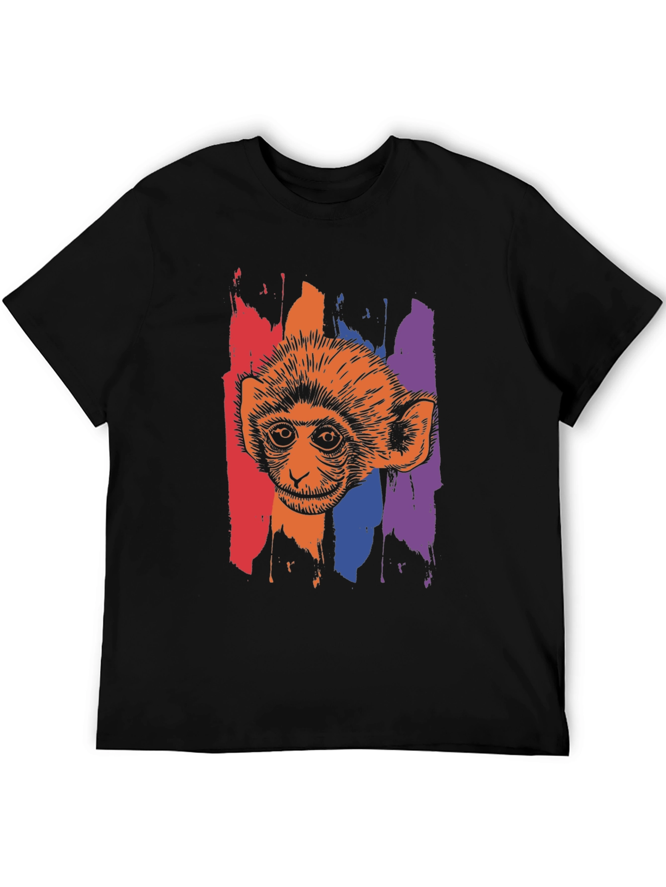 Monkey Graphic Print Black T-Shirt