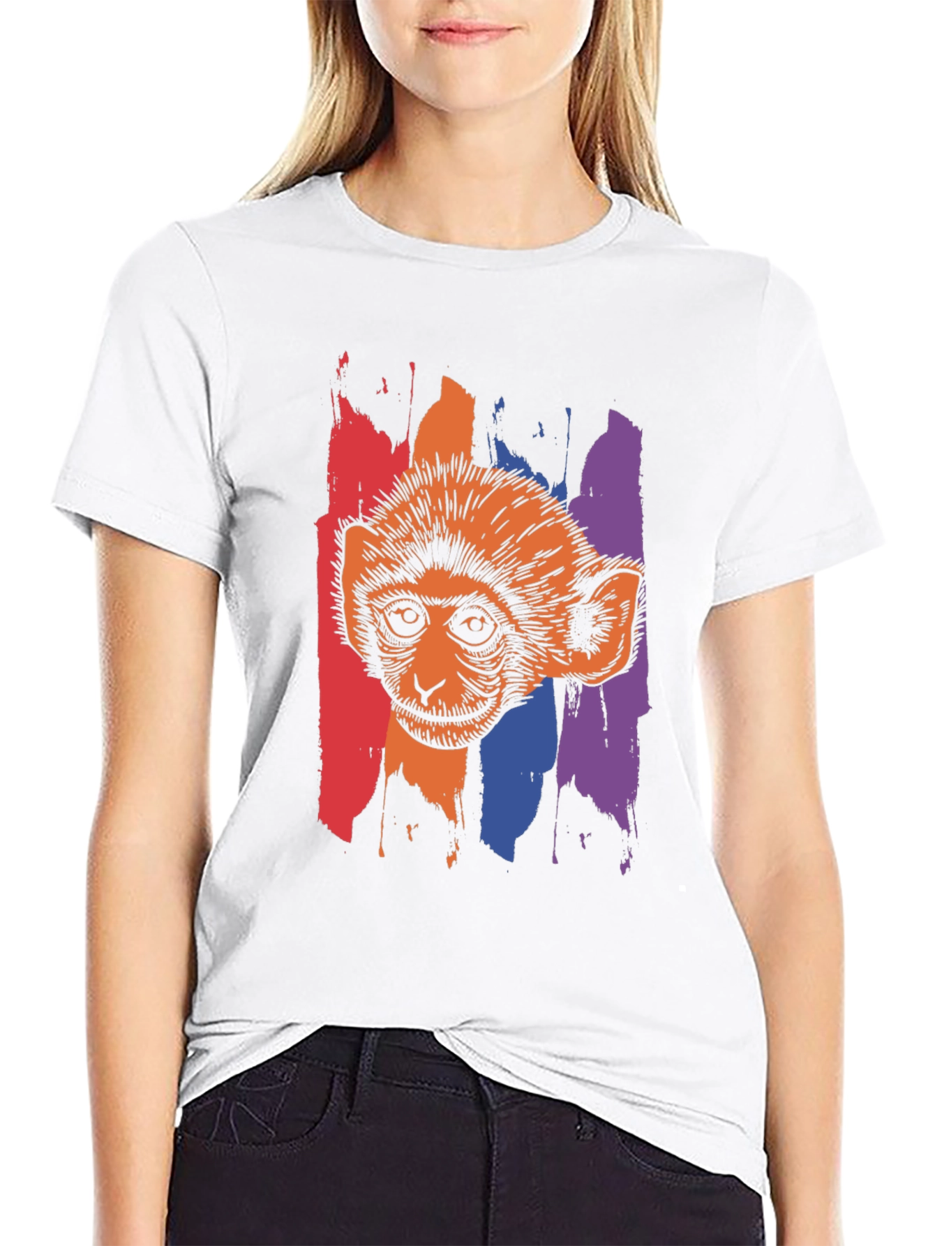 Monkey Graphic Print Black T-Shirt