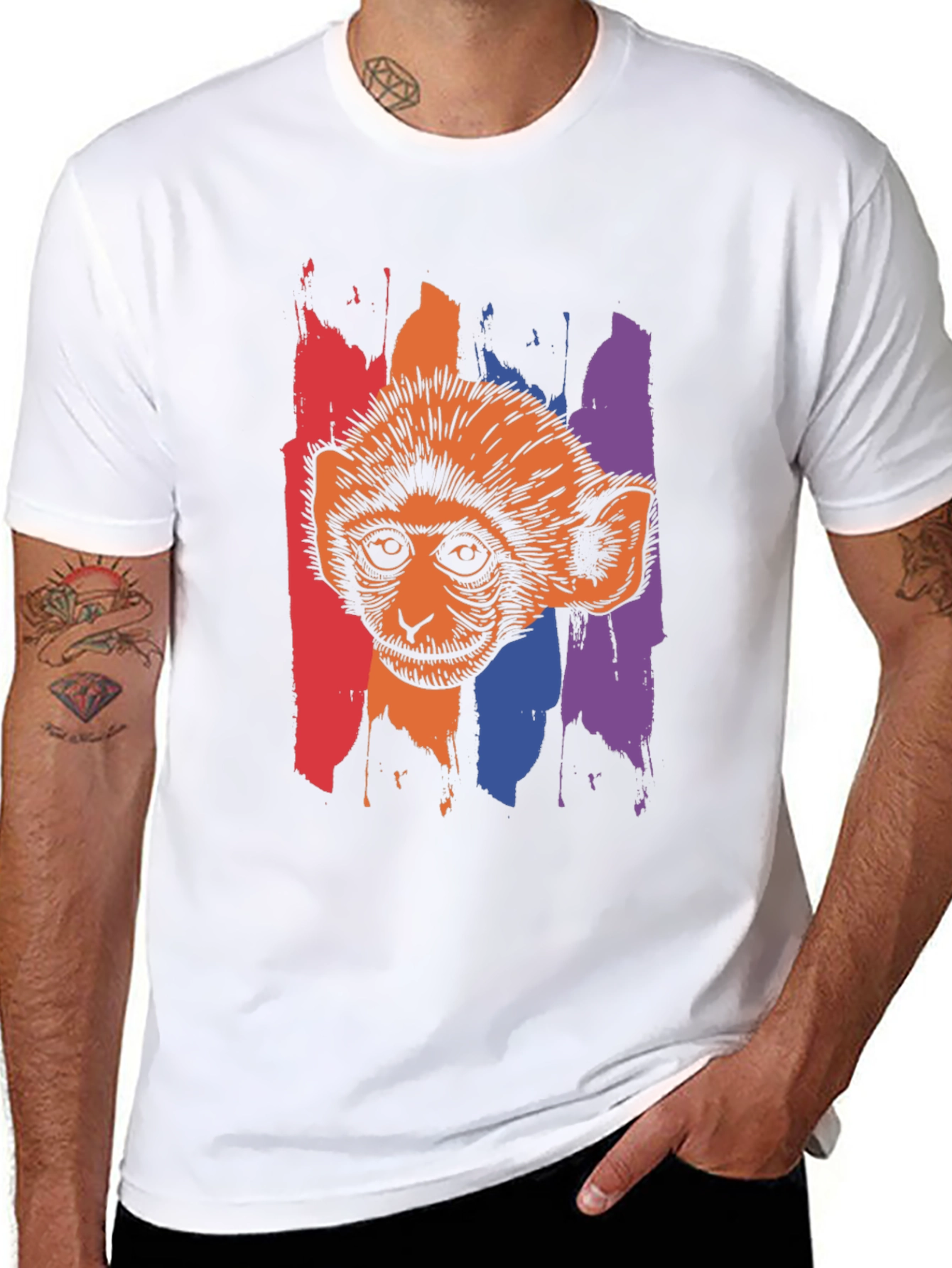 Monkey Graphic Print Black T-Shirt
