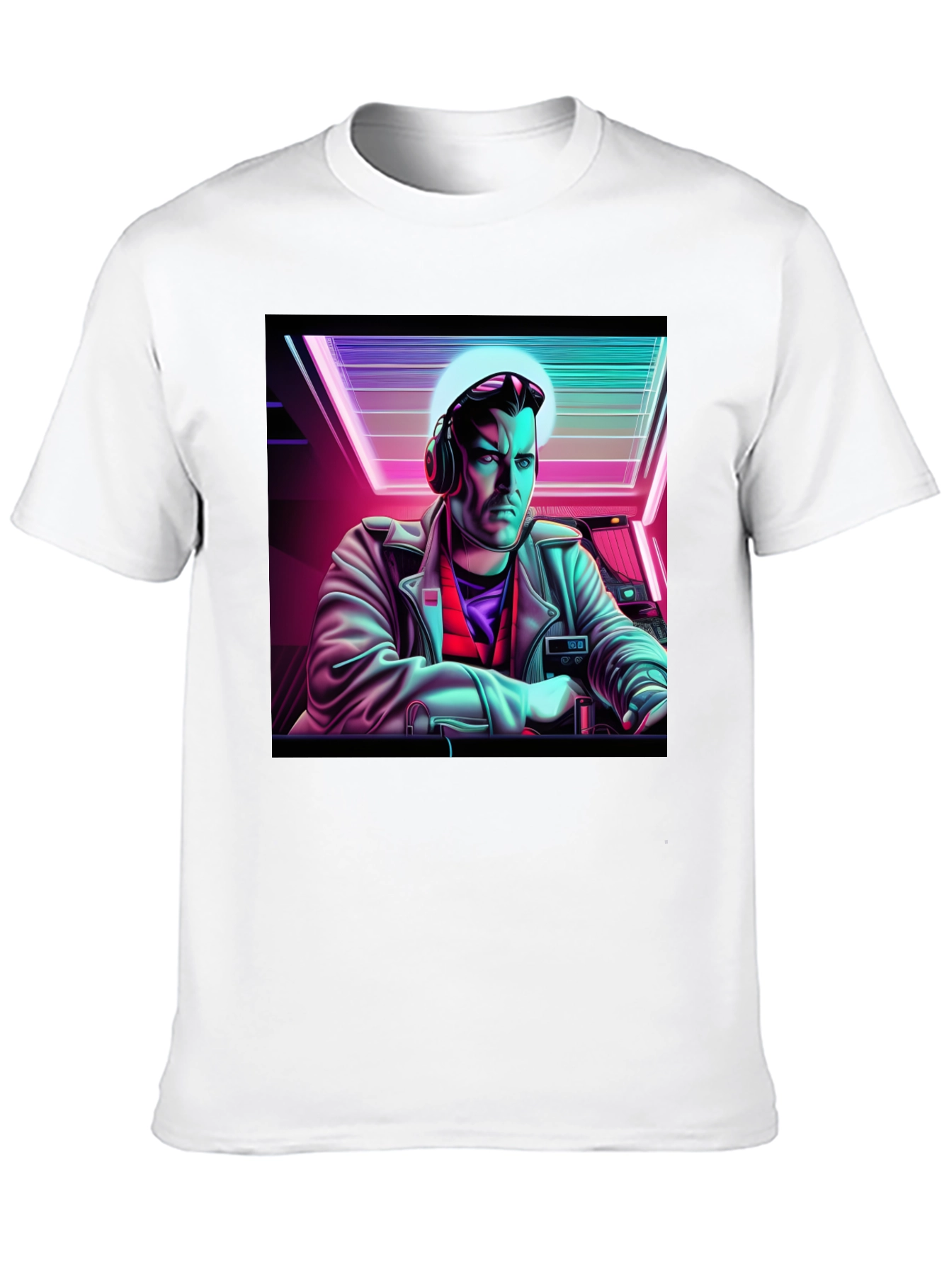 Retro Synthwave DJ Graphic Tee - Black