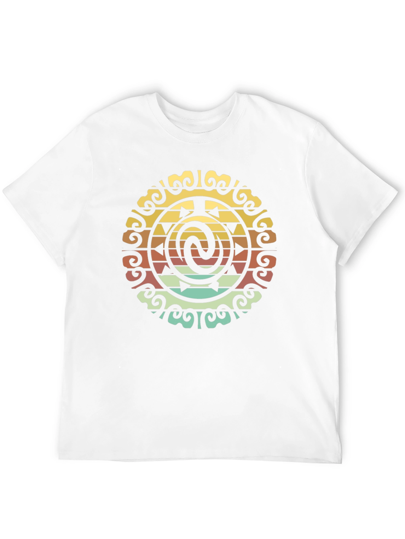 Retro Tribal Circle Graphic Black T-Shirt