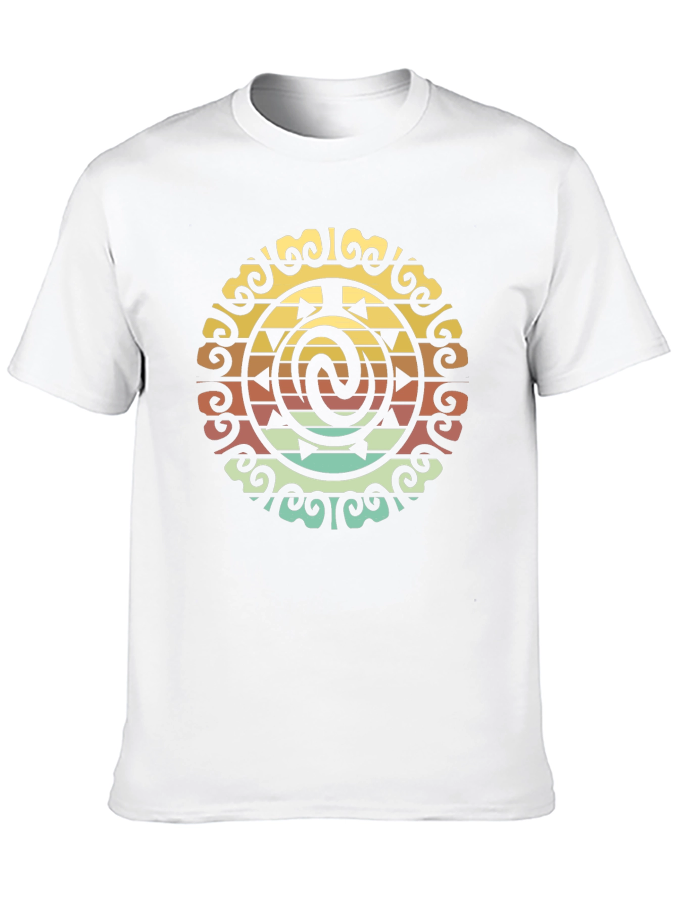 Retro Tribal Circle Graphic Black T-Shirt