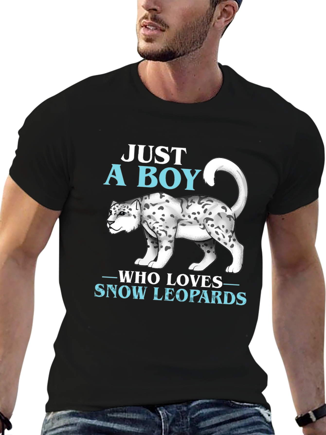 Boys Snow Leopard Lover T-Shirt Animal Print
