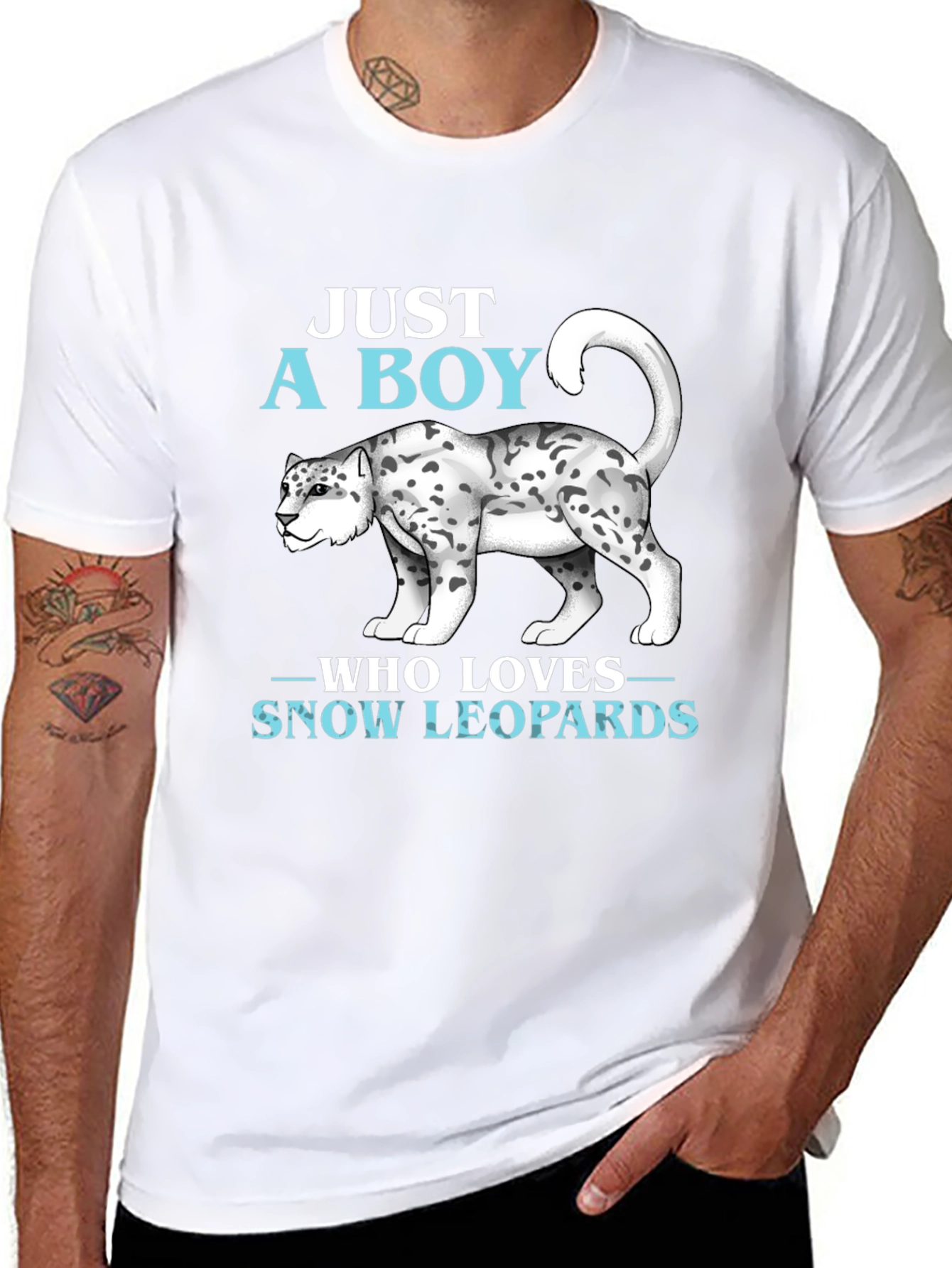 Boys Snow Leopard Lover T-Shirt Animal Print