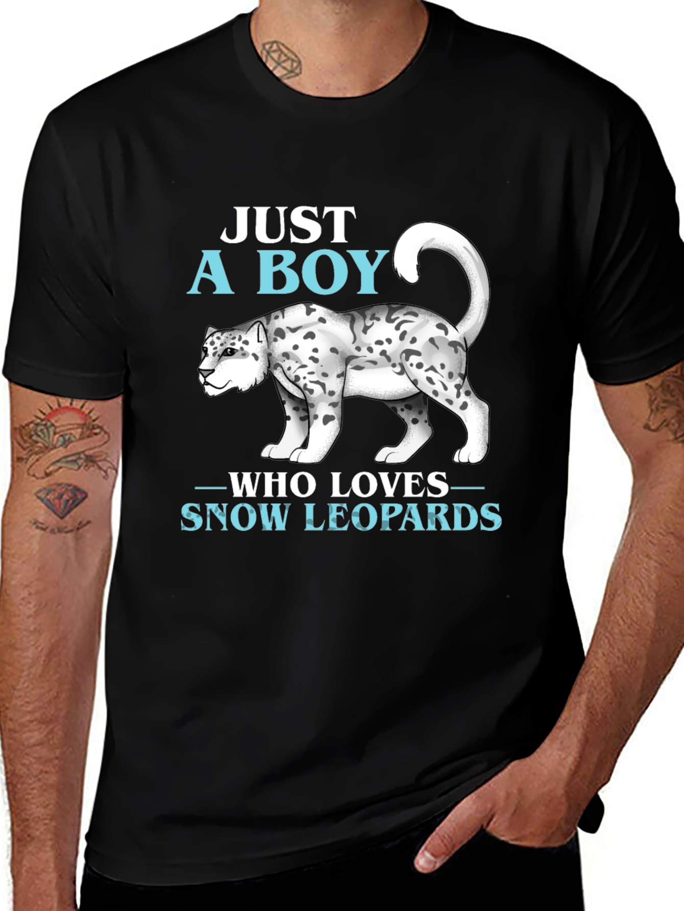 Boys Snow Leopard Lover T-Shirt Animal Print
