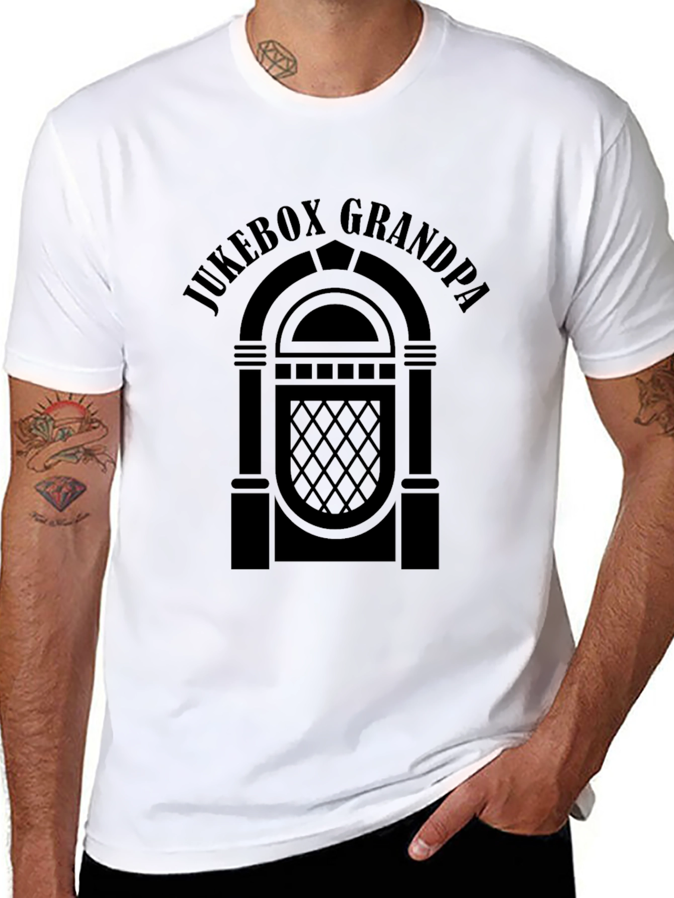 Jukebox Grandpa T-Shirt - Retro Music Lover Tee