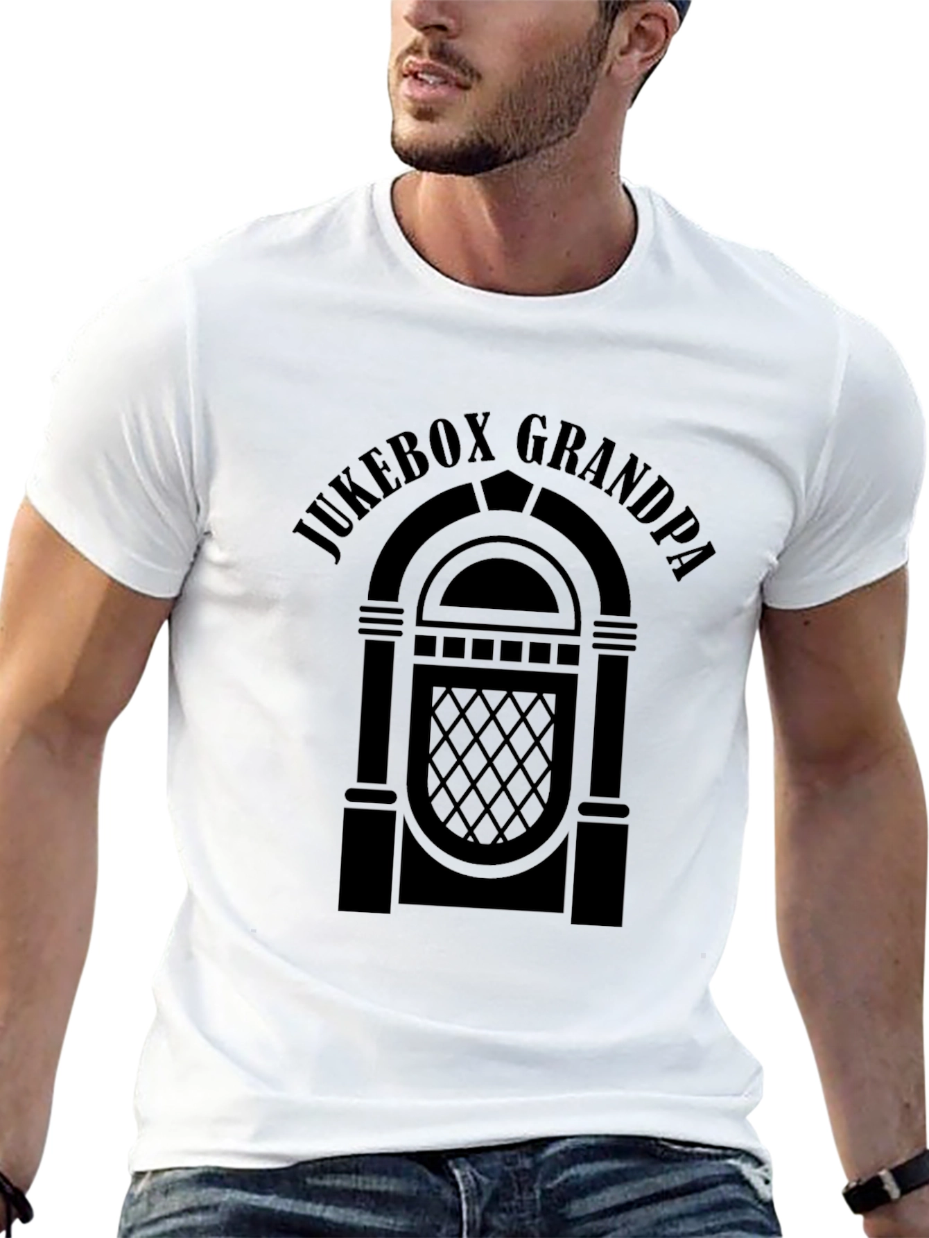 Jukebox Grandpa T-Shirt - Retro Music Lover Tee