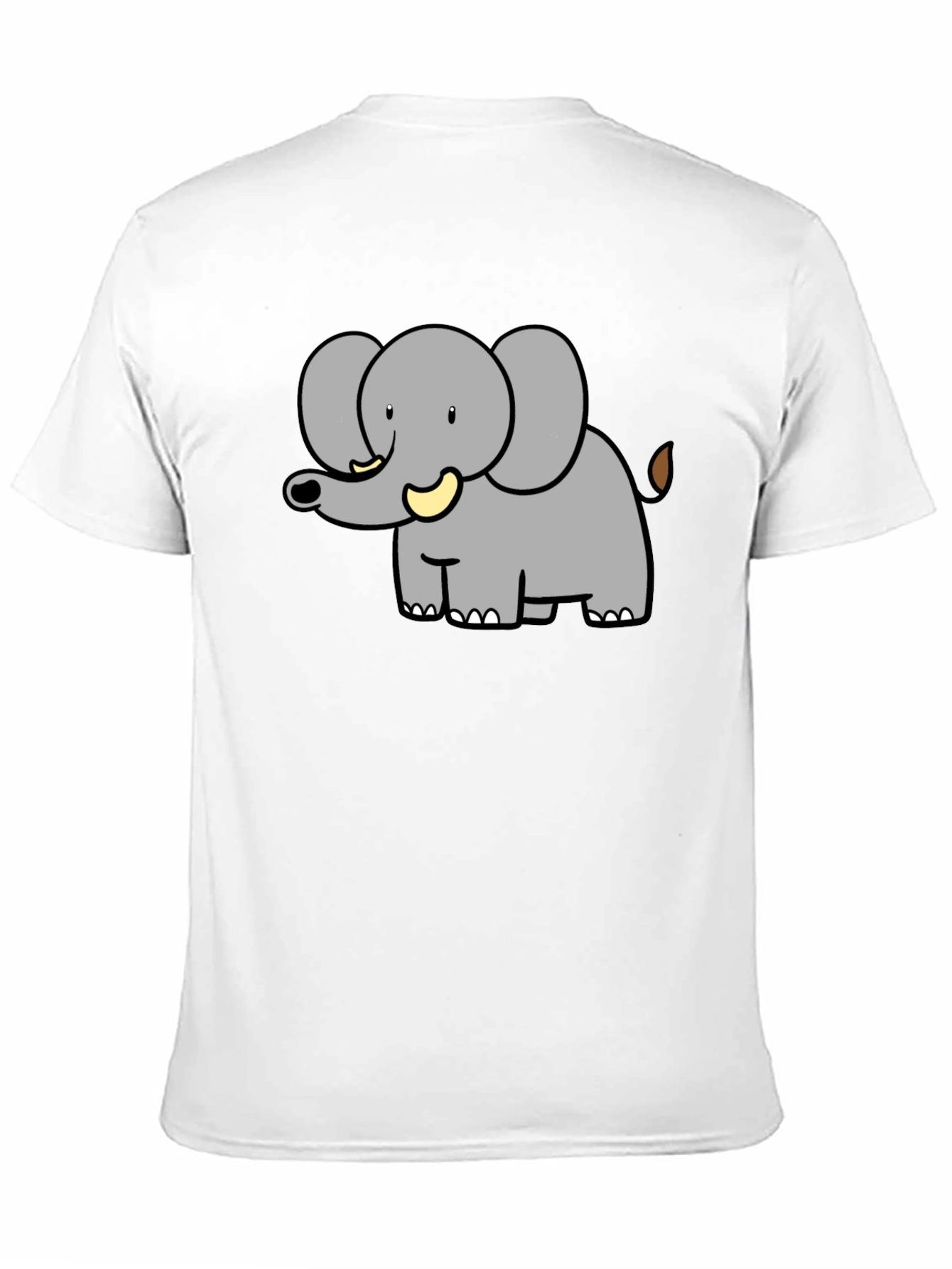 Cartoon Elephant Graphic Tee - Black Cotton Blend