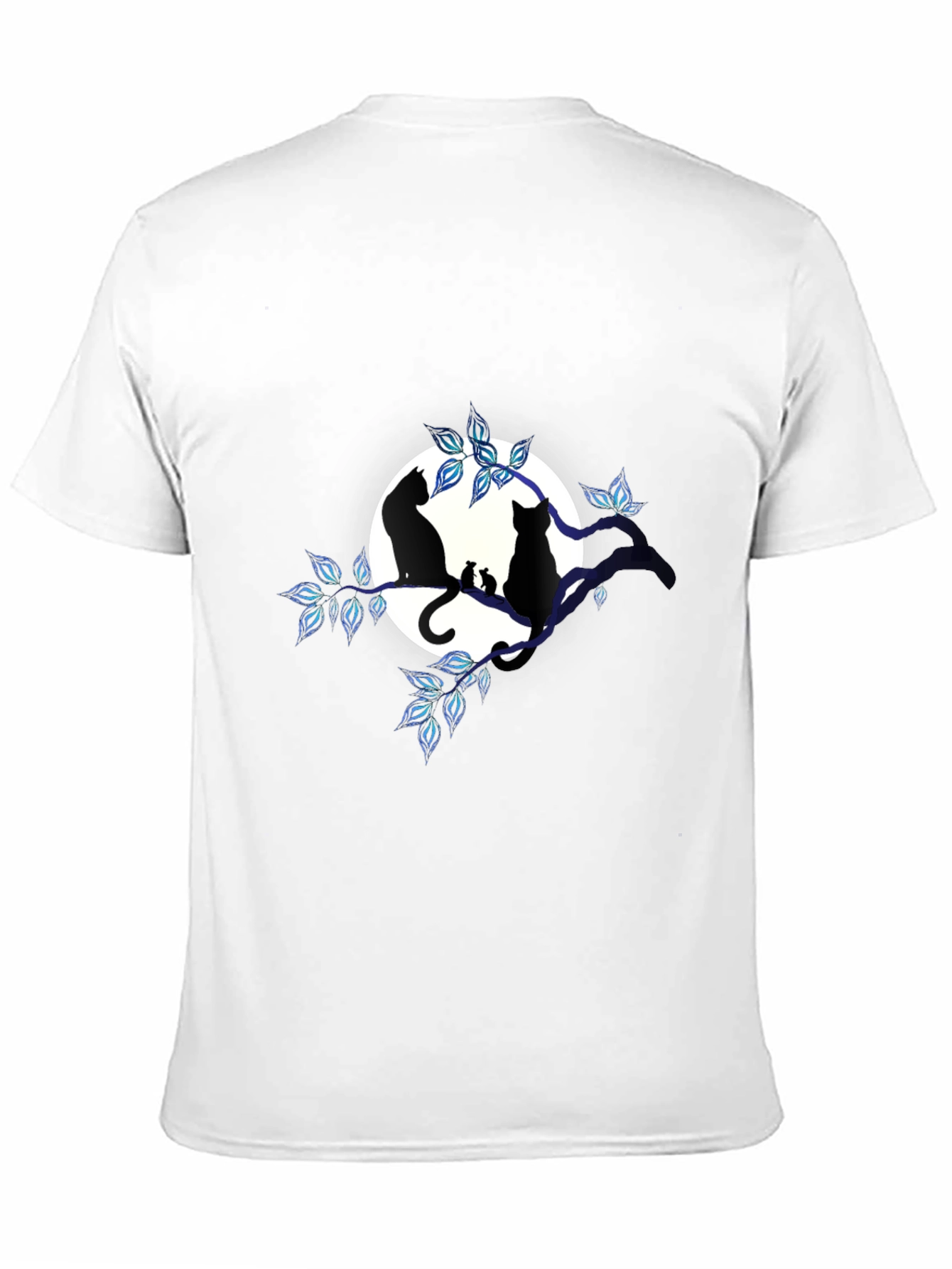 Cat & Moon Graphic Tee - Unisex Black T-Shirt