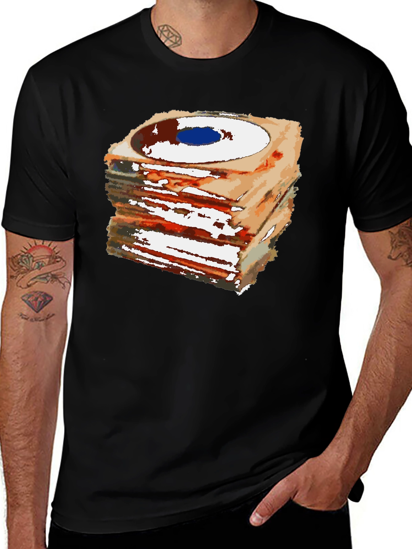 Stacked Records Graphic Tee - Black