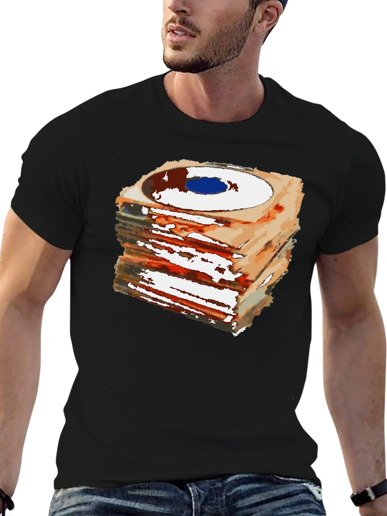 Stacked Records Graphic Tee - Black