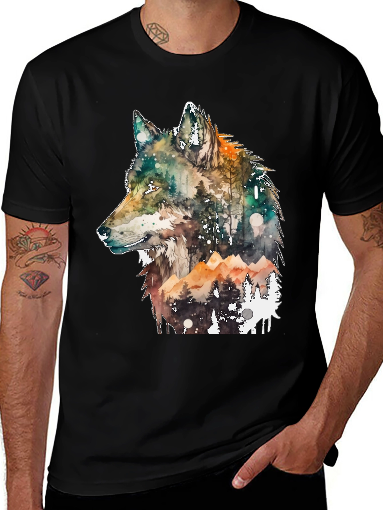 Wolf Forest Graphic Tee - Unisex Black T-Shirt
